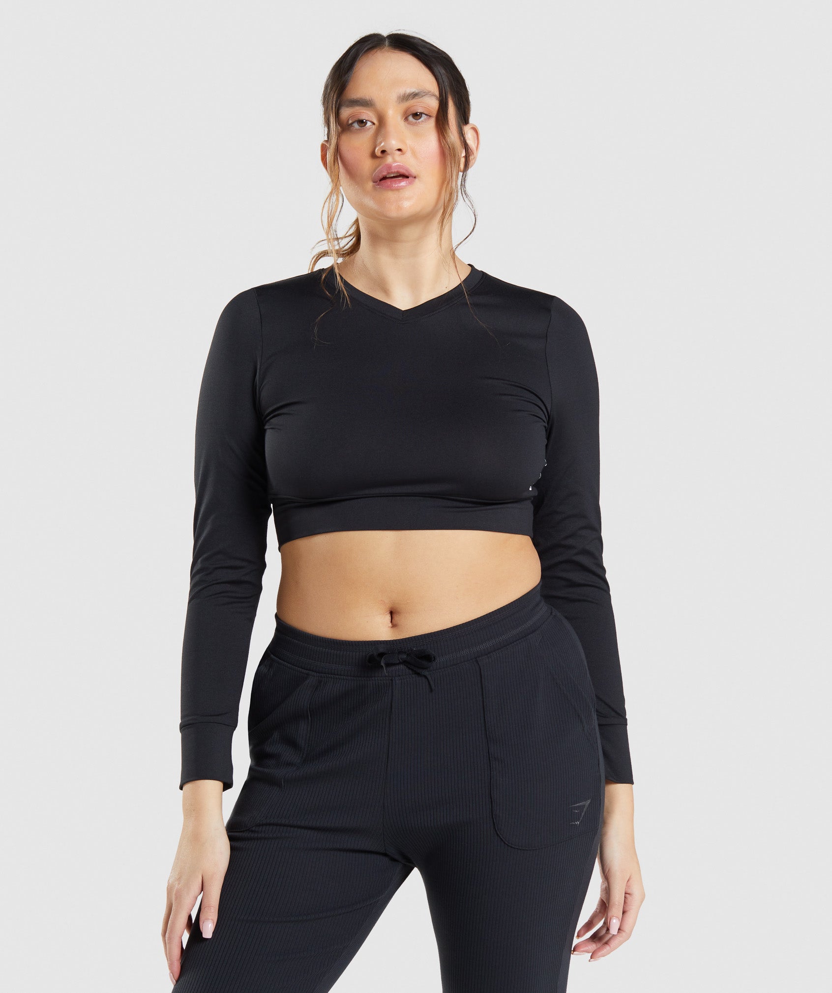 Tops Gymshark Pause Open Back Long Sleeve Crop Mujer Negras | 5864397-FP