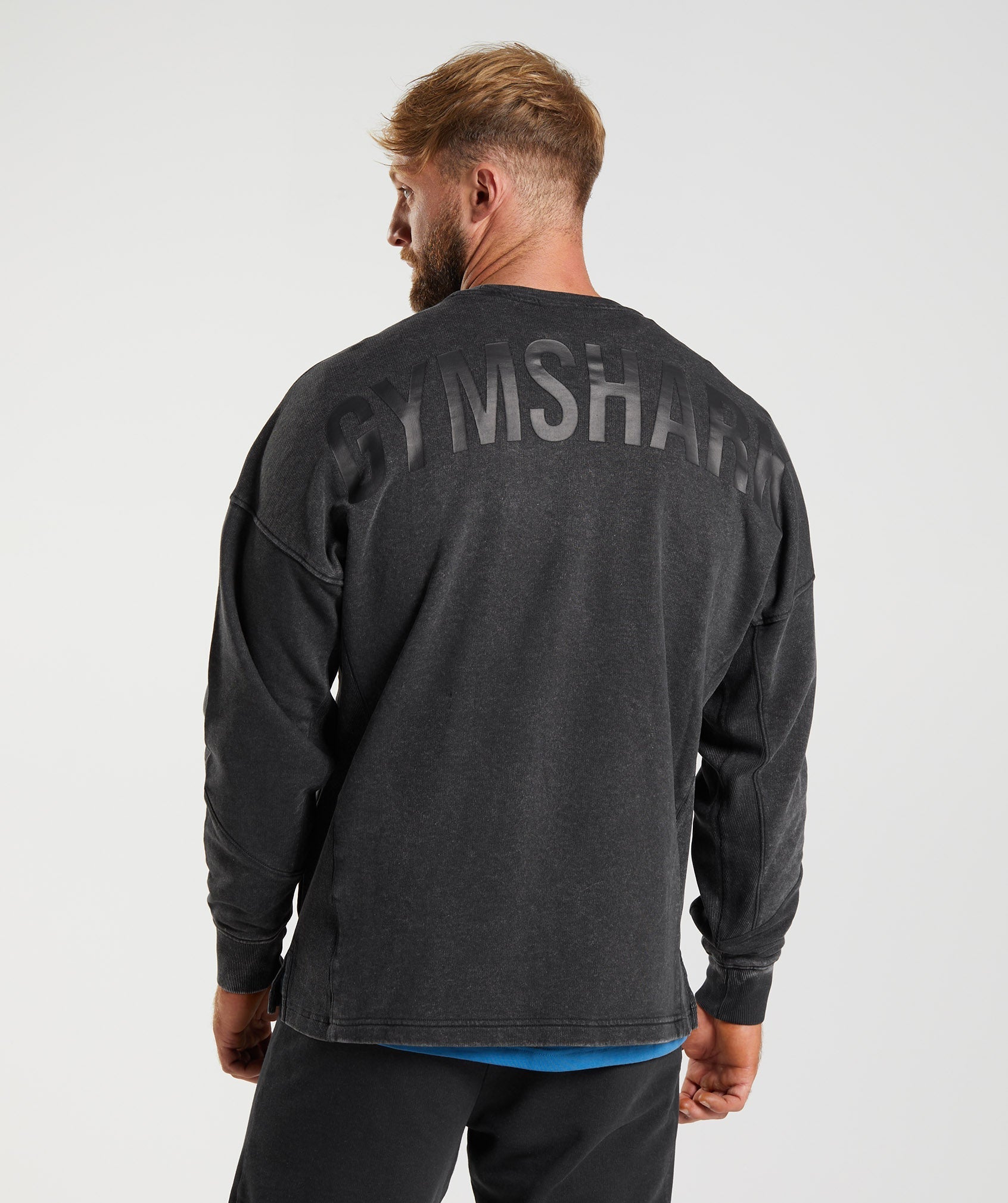 Tops Gymshark Power Washed Crew Hombre Negras | 5180763-DC