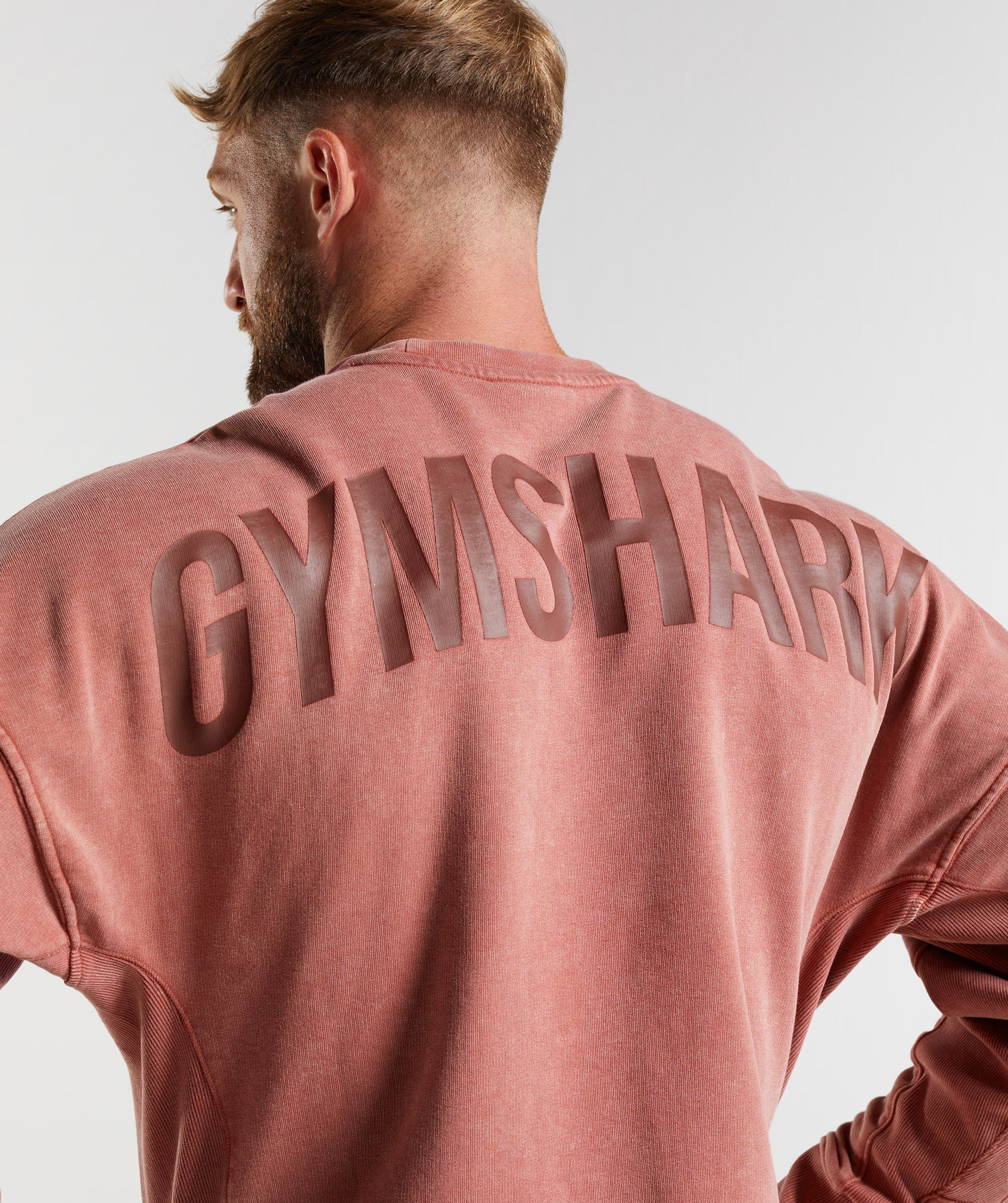 Tops Gymshark Power Washed Crew Hombre Rosas | 4970563-UP