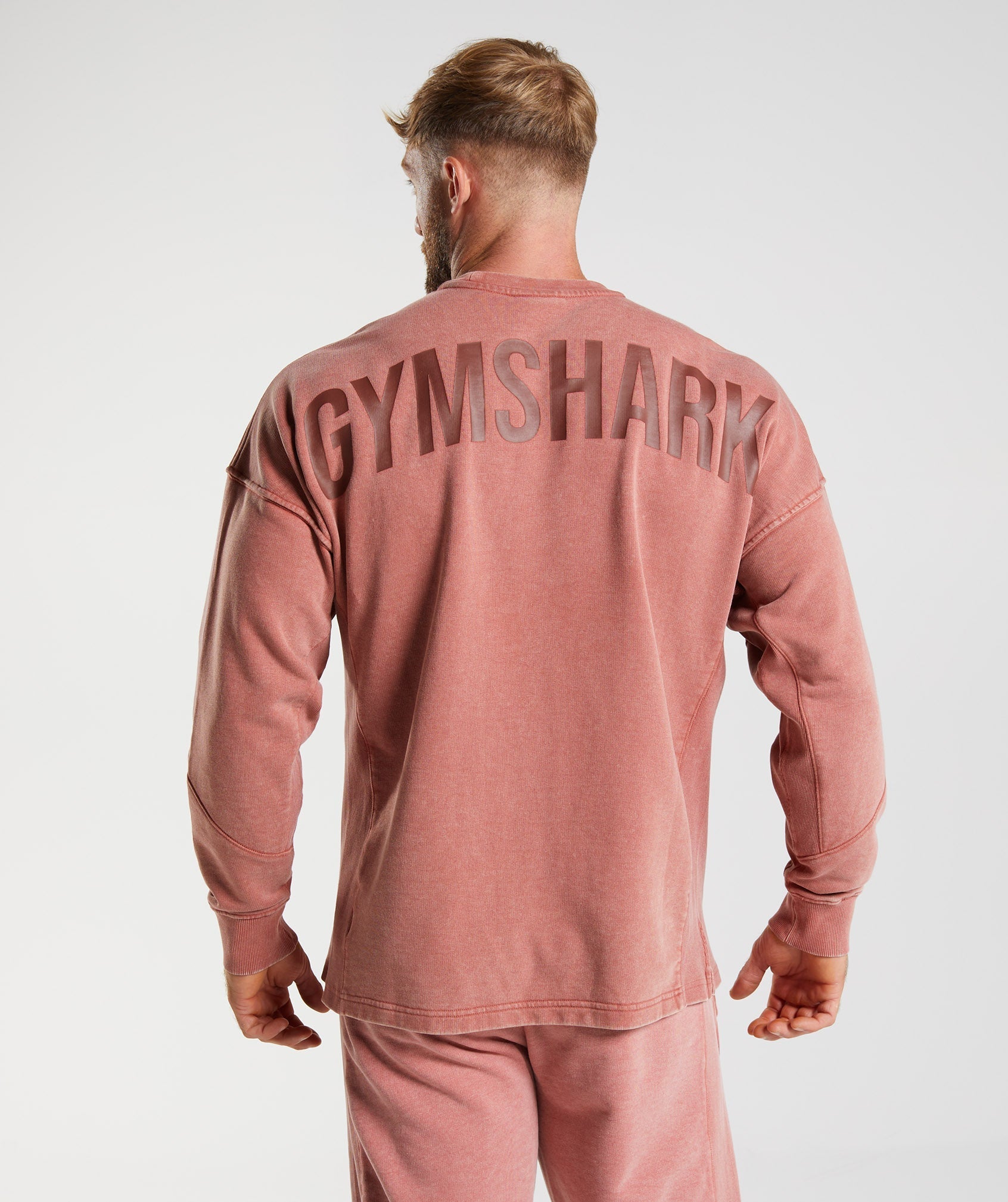 Tops Gymshark Power Washed Crew Hombre Rosas | 4970563-UP