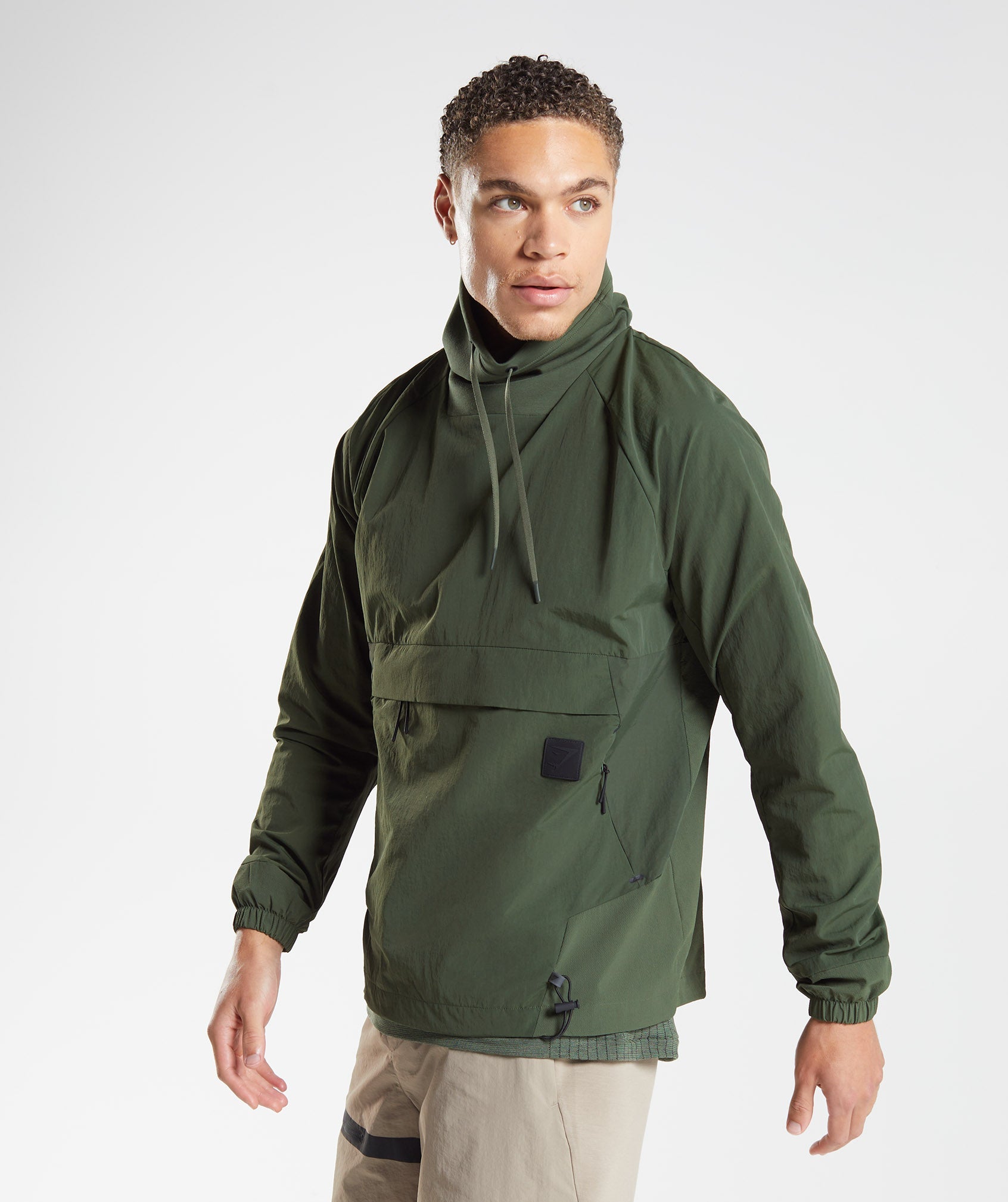 Tops Gymshark Retake Anorak Hombre Verde Oliva | 3091576-YO