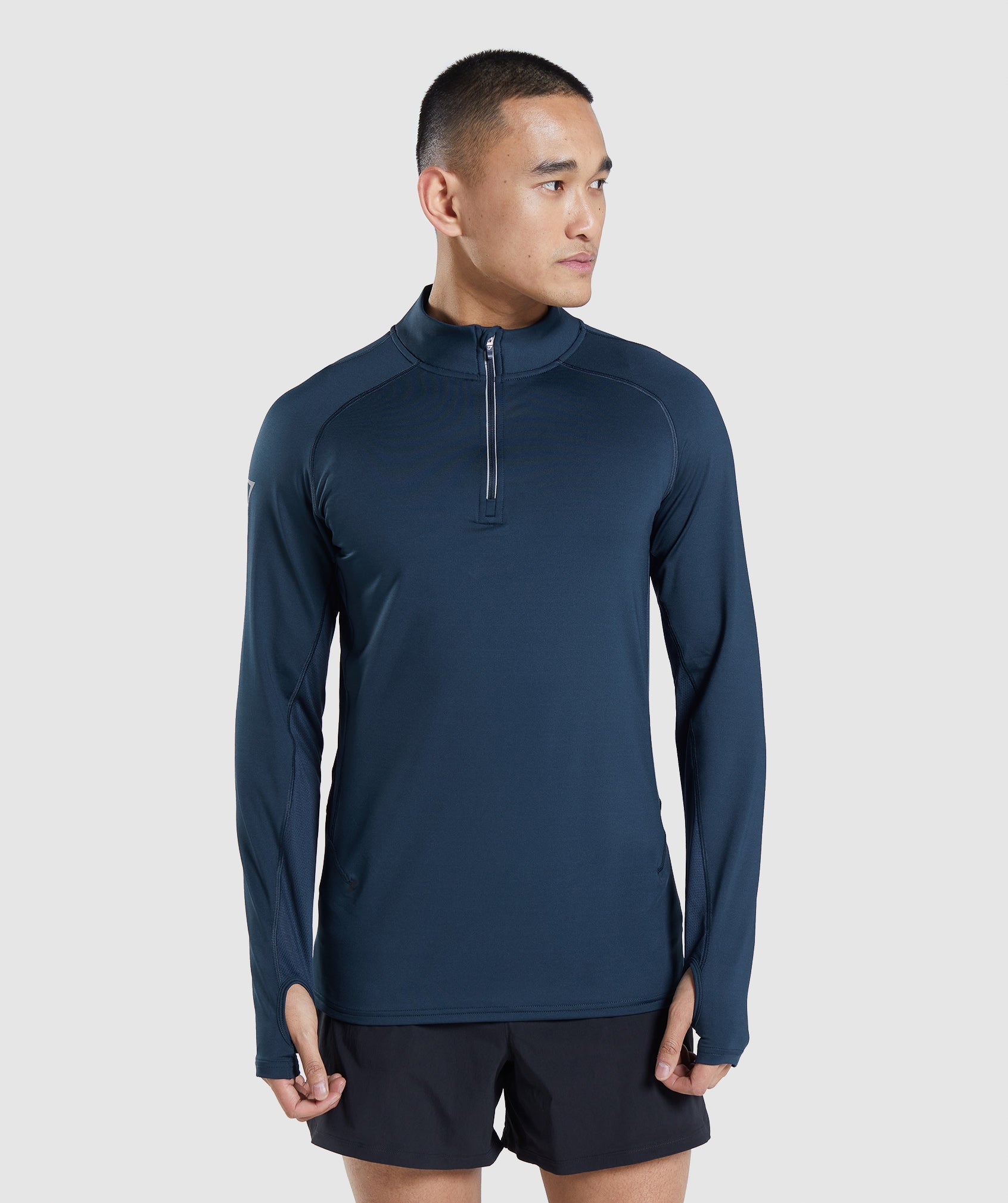 Tops Gymshark Speed Evolve 1/4 Zip Hombre Azul Marino | 0326715-RQ