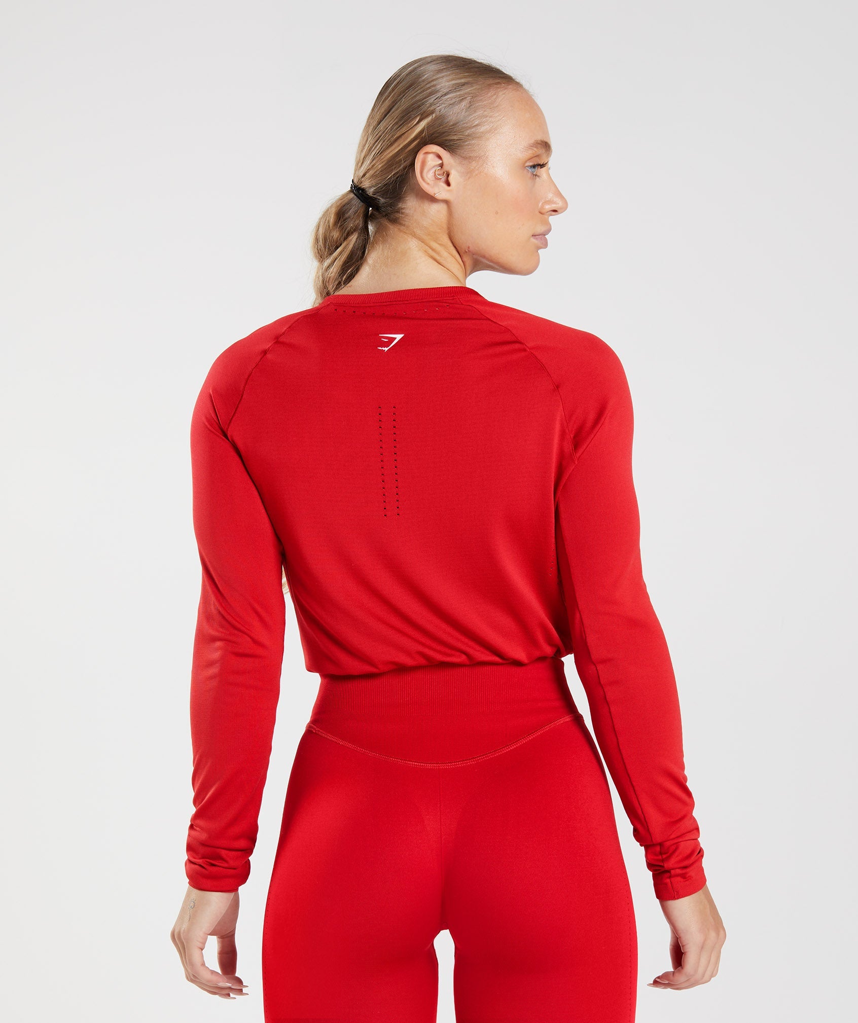 Tops Gymshark Sweat Seamless Long Sleeve Crop Mujer Rojas | 4085721-JD