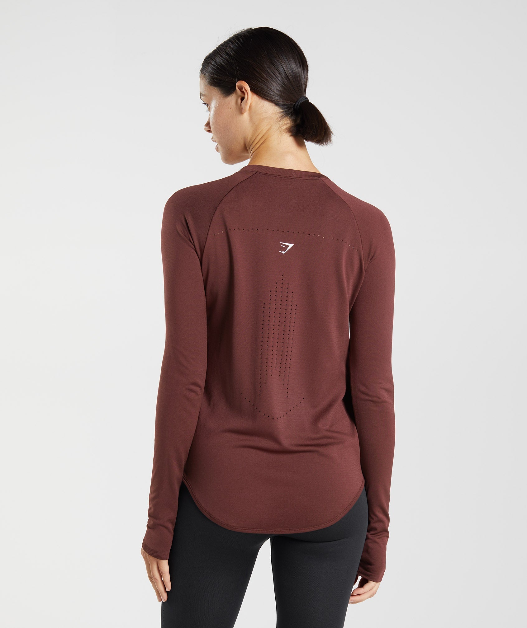 Tops Gymshark Sweat Seamless Long Sleeve Mujer Burdeos | 8346071-SW