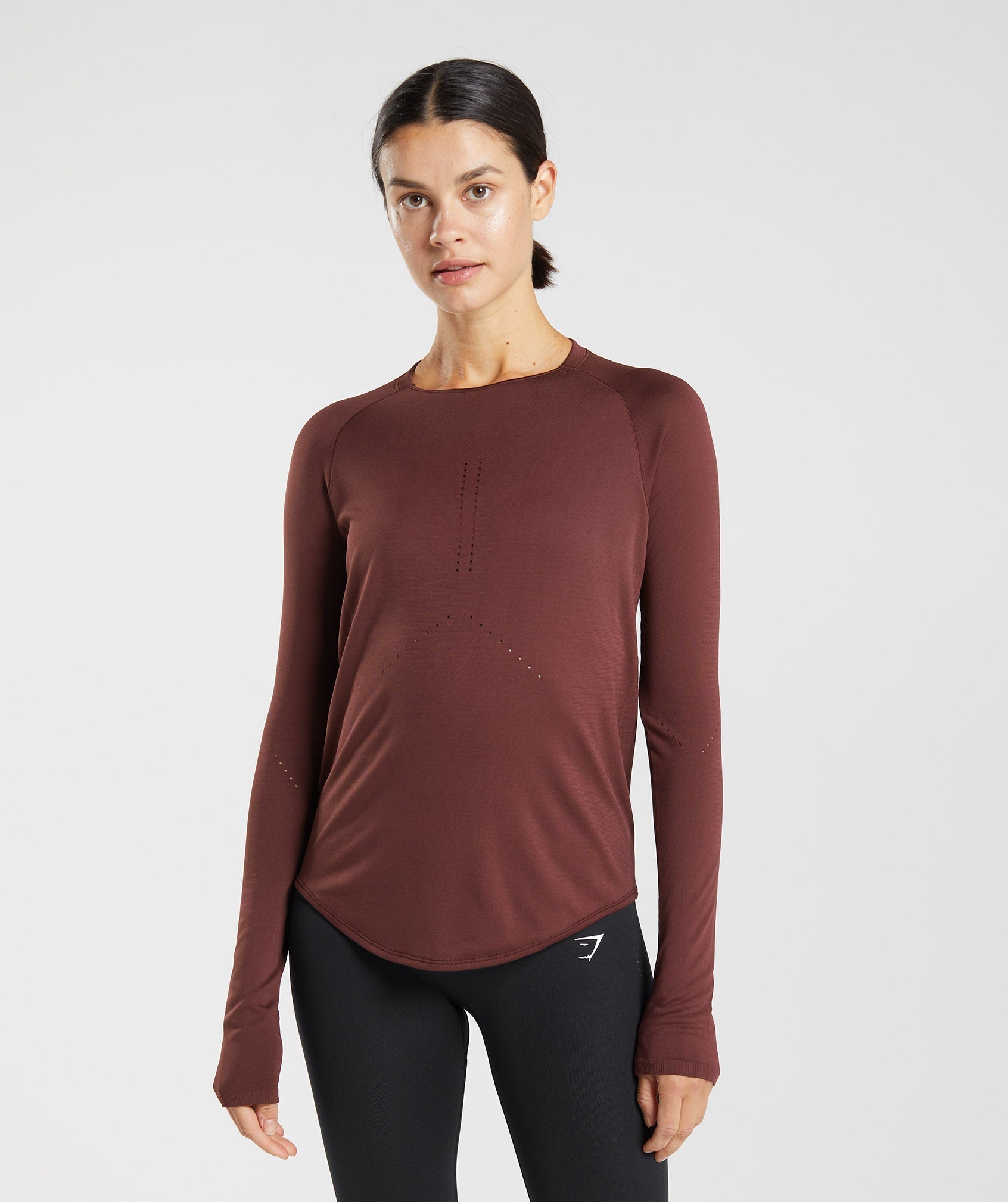 Tops Gymshark Sweat Seamless Long Sleeve Mujer Burdeos | 8346071-SW