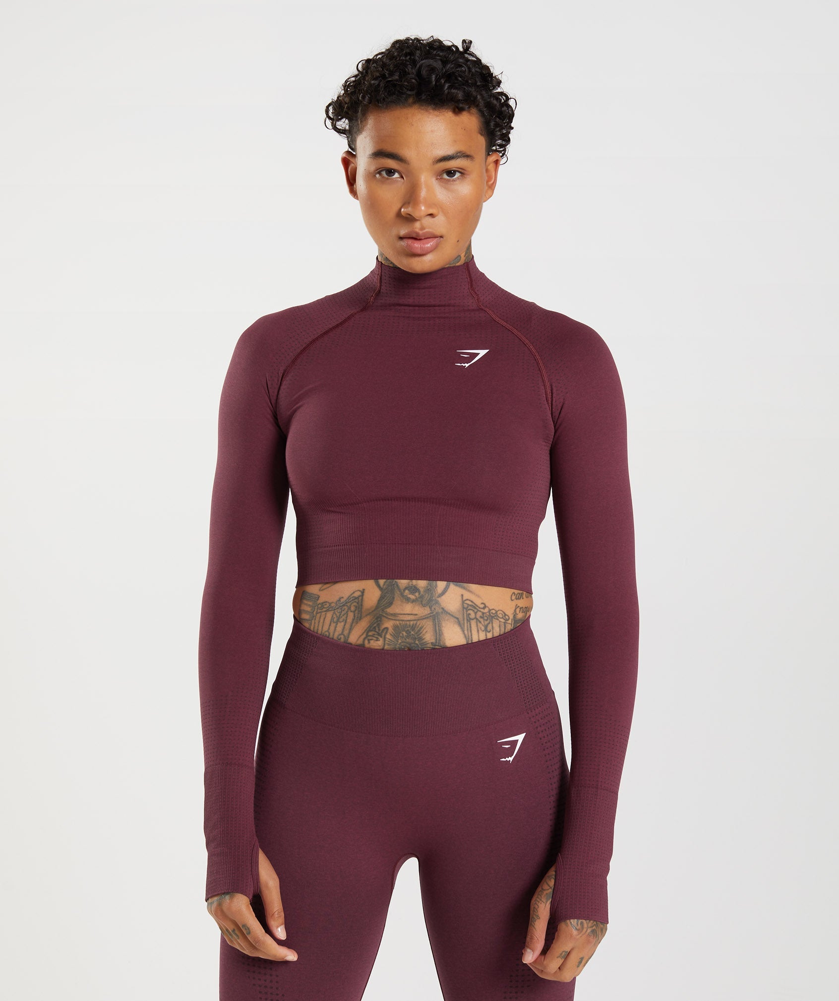 Tops Gymshark Vital Seamless 2.0 High Neck Midi Mujer Burdeos | 4650328-QM