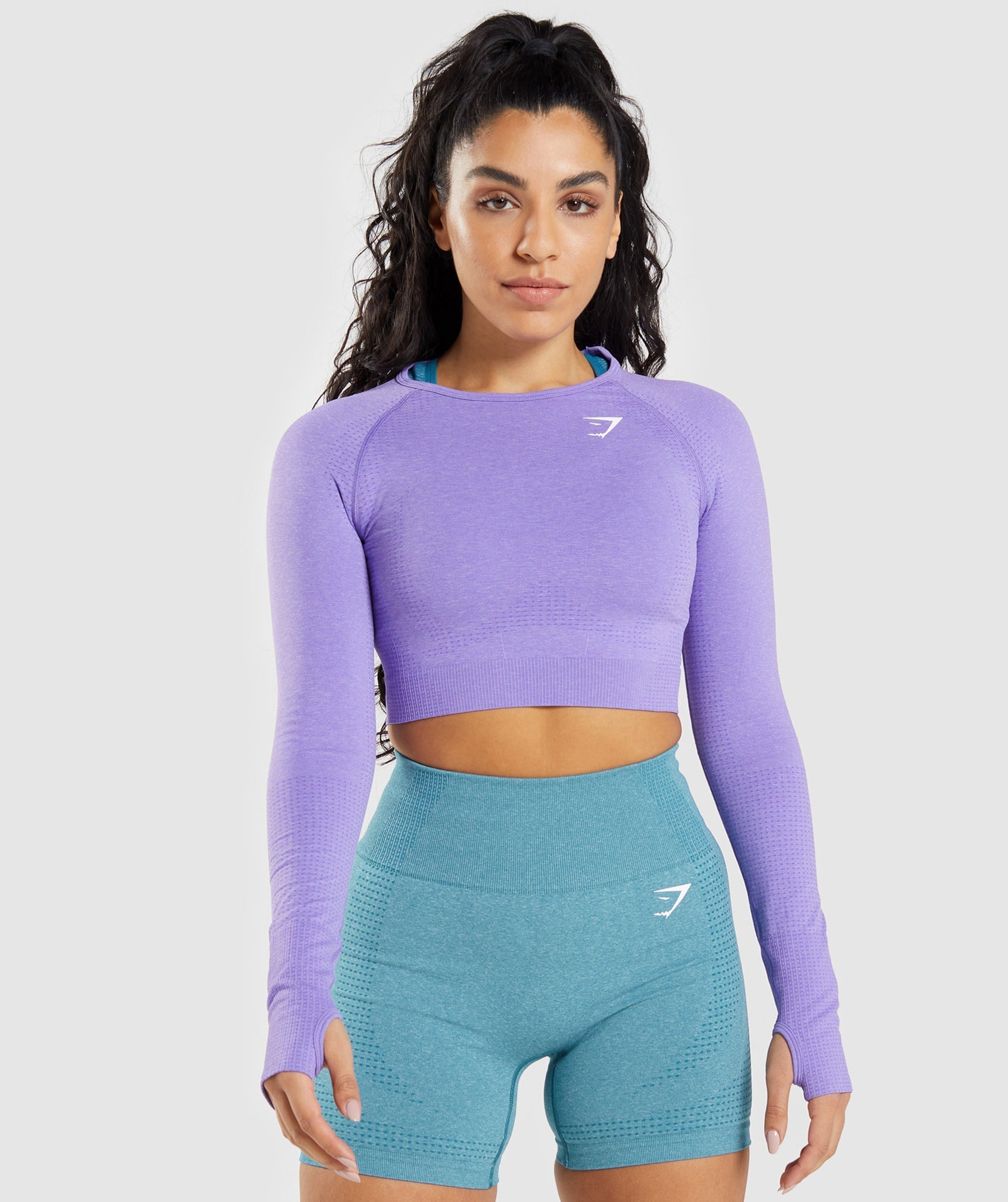 Tops Gymshark Vital Seamless 2.0 Long Sleeve Crop Mujer Moradas Claro | 2915346-FV