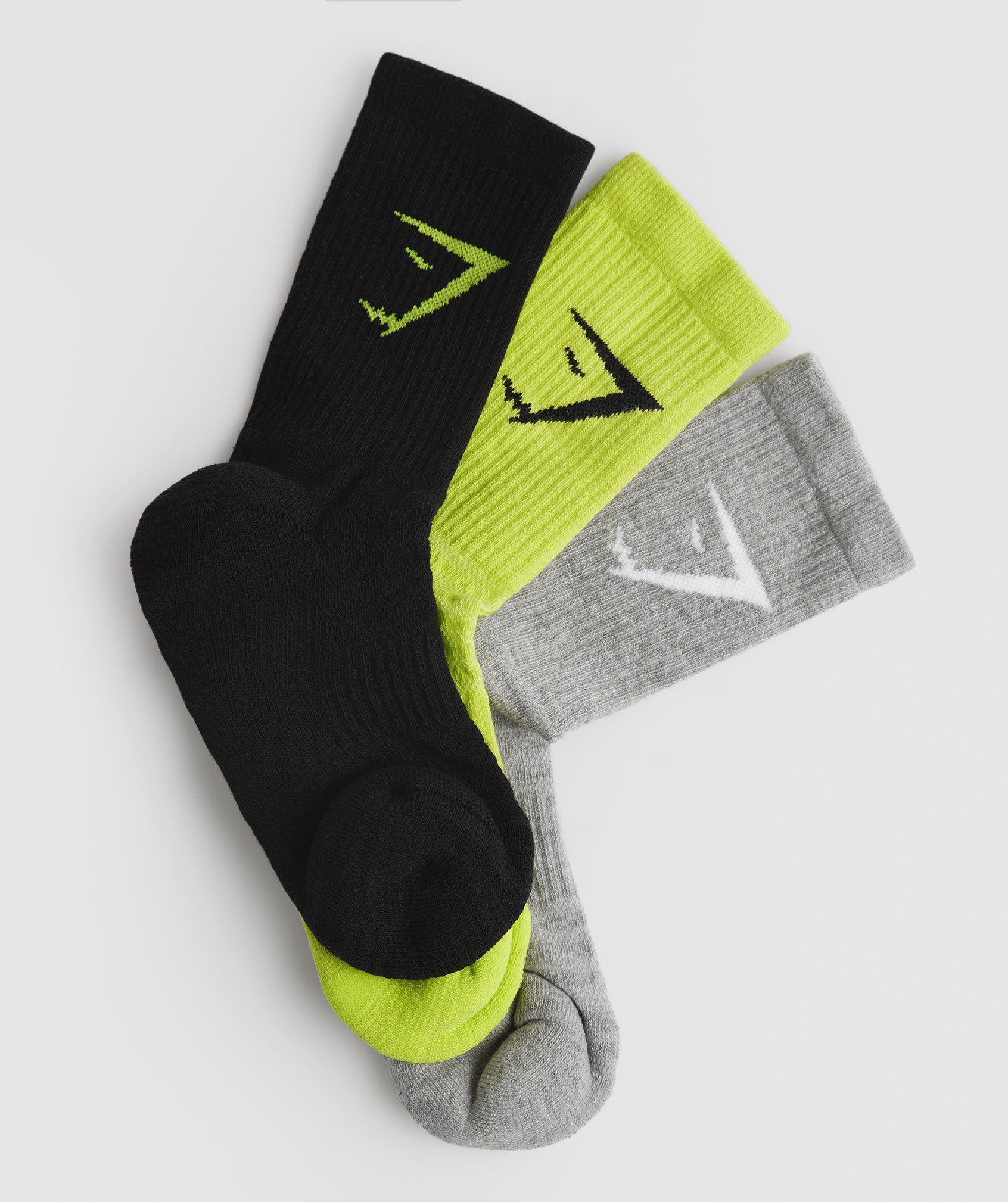 Calcetines Gymshark Crew 3pk Hombre Negras Gris Claro Verde | 3641598-ZN