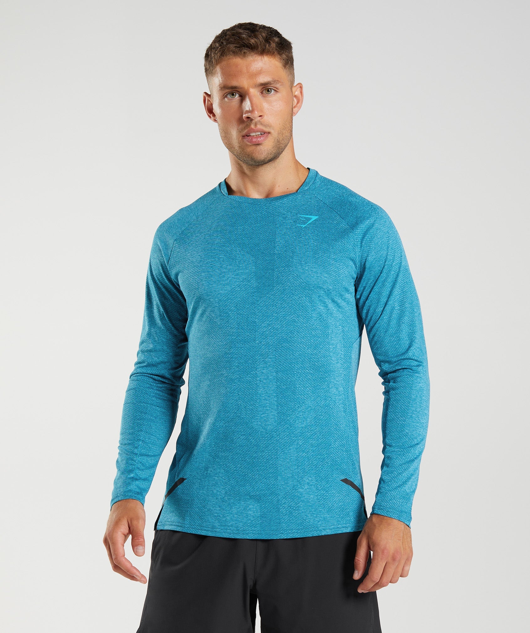 Camiseta Gymshark Apex Long Sleeve Hombre Azules | 3152074-ZP