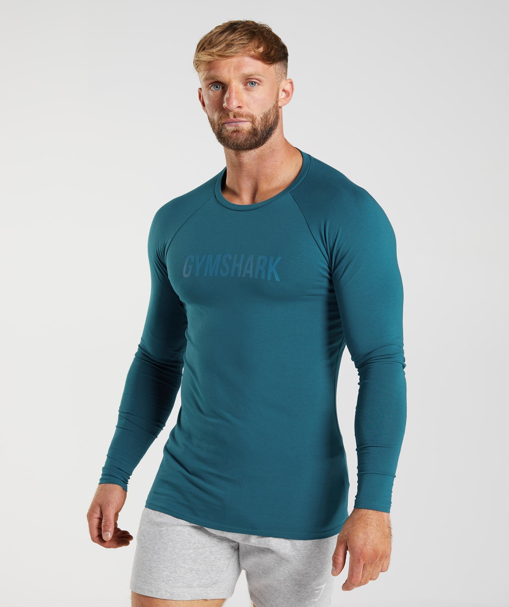 Camiseta Gymshark Apollo Long Sleeve Hombre Azules | 5769820-MF