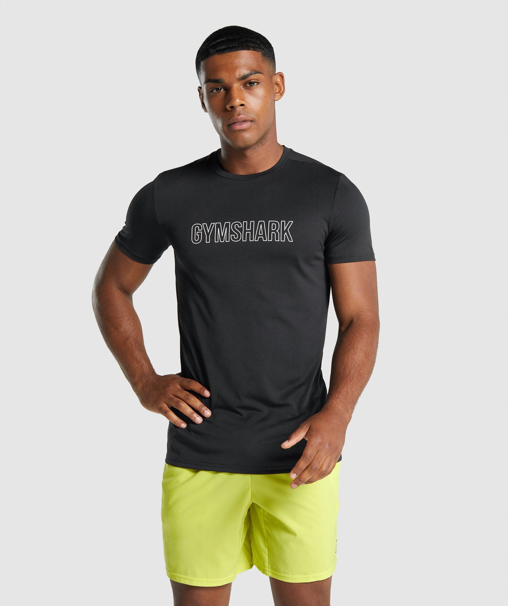 Camiseta Gymshark Arrival Estampadas Hombre Negras | 5897201-ZX