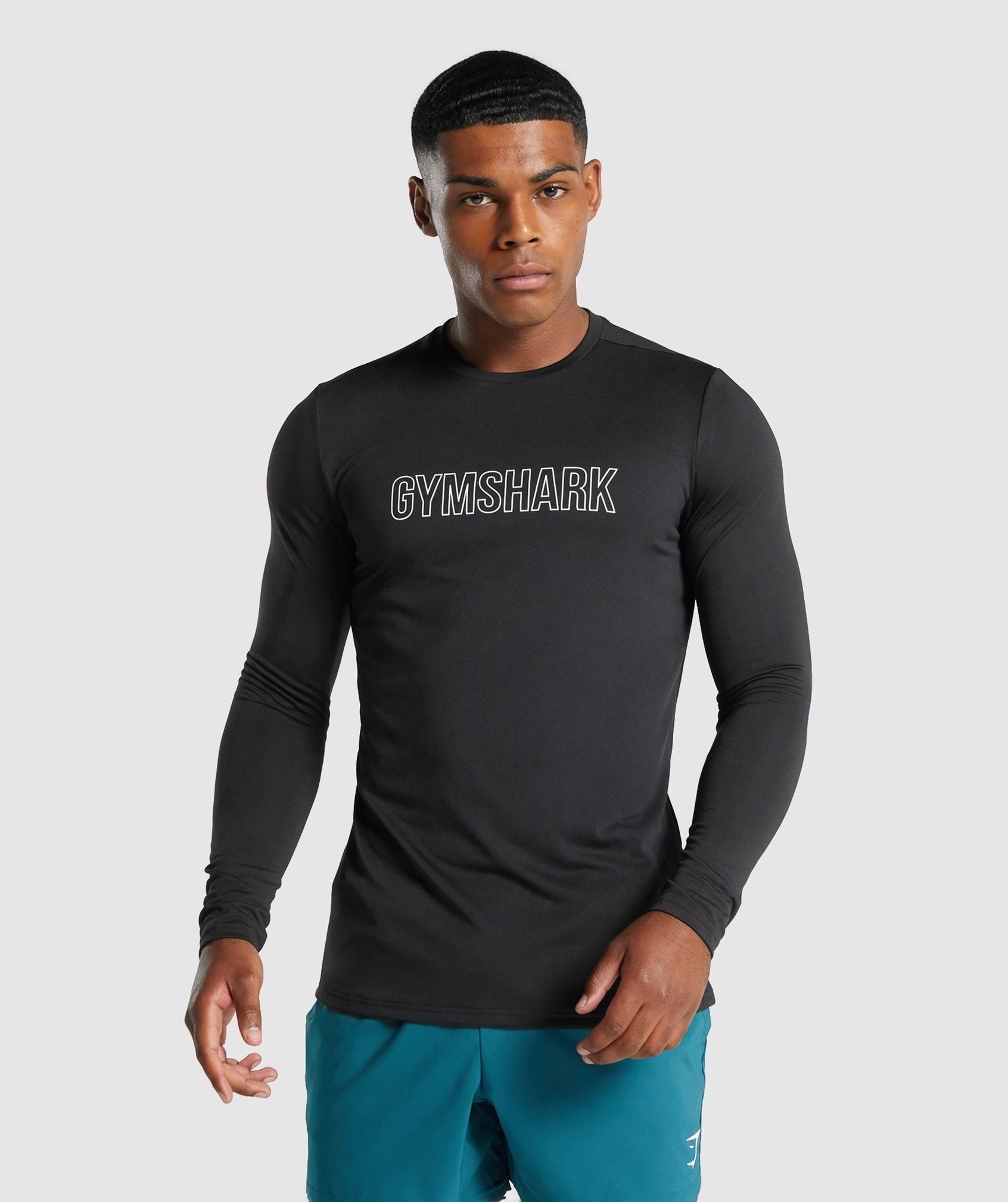 Camiseta Gymshark Arrival Long Sleeve Estampadas Hombre Negras | 2146970-LO