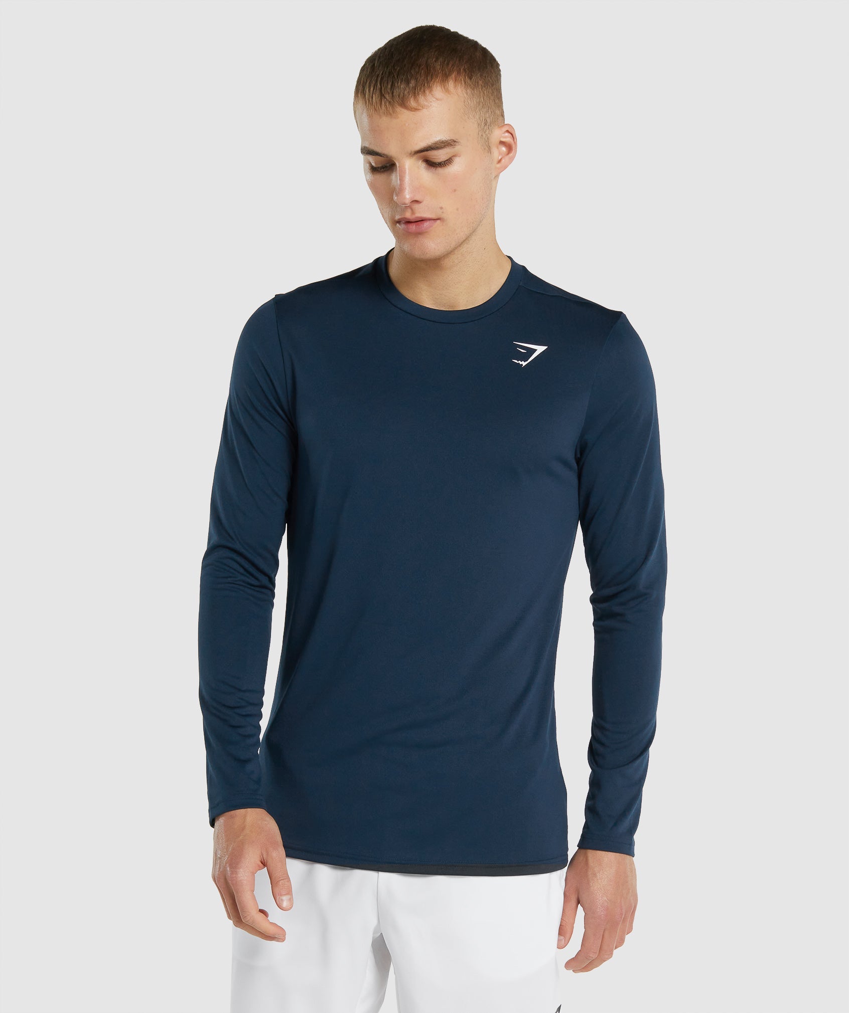 Camiseta Gymshark Arrival Long Sleeve Hombre Azul Marino | 3274968-CR