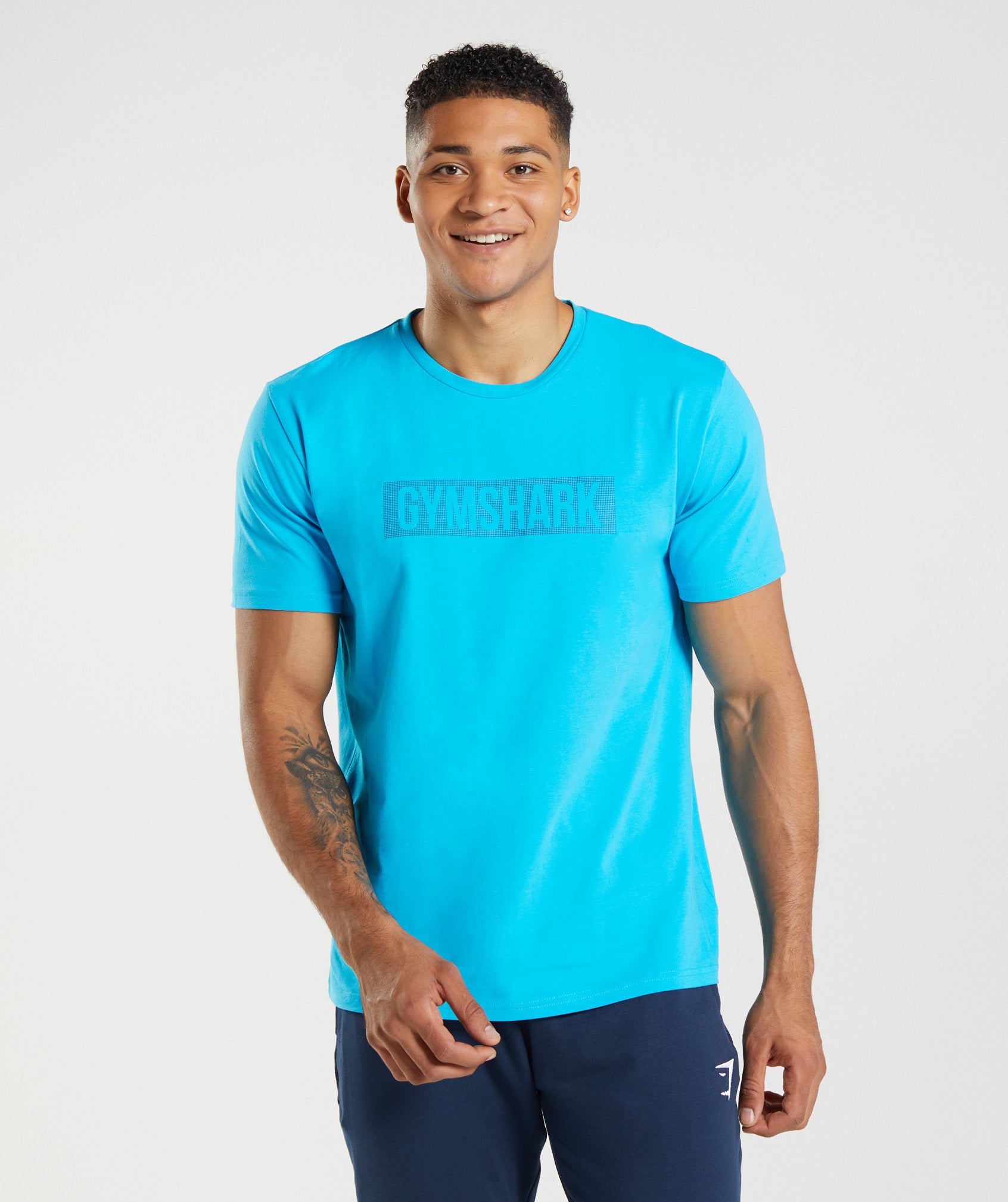 Camiseta Gymshark Block Hombre Azules | 7150863-WD