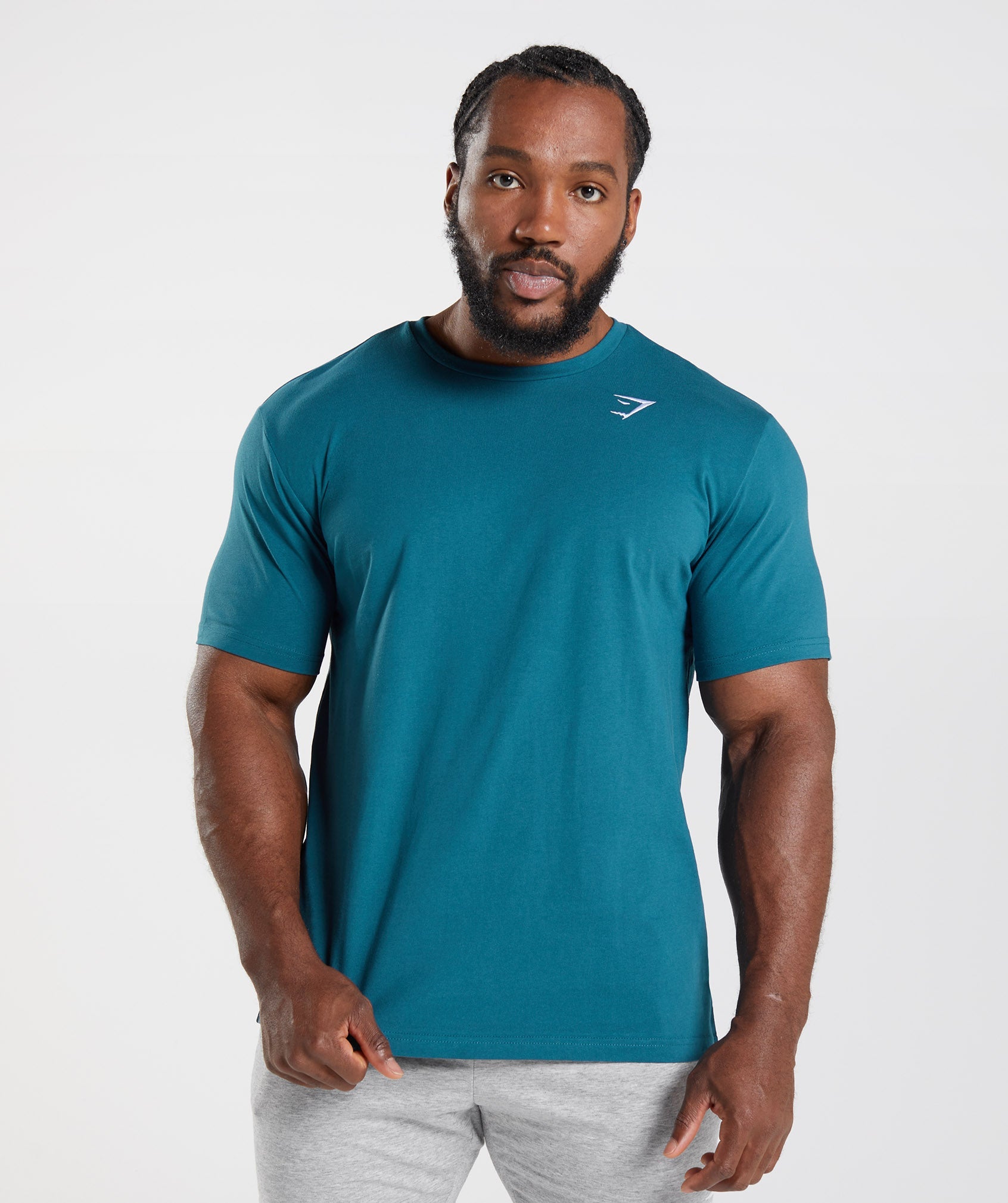 Camiseta Gymshark Crest Hombre Azules | 9352714-VO