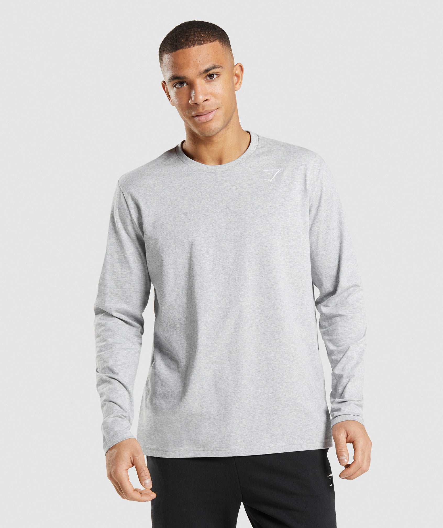 Camiseta Gymshark Crest Long Sleeve Hombre Gris Claro | 0591726-CX