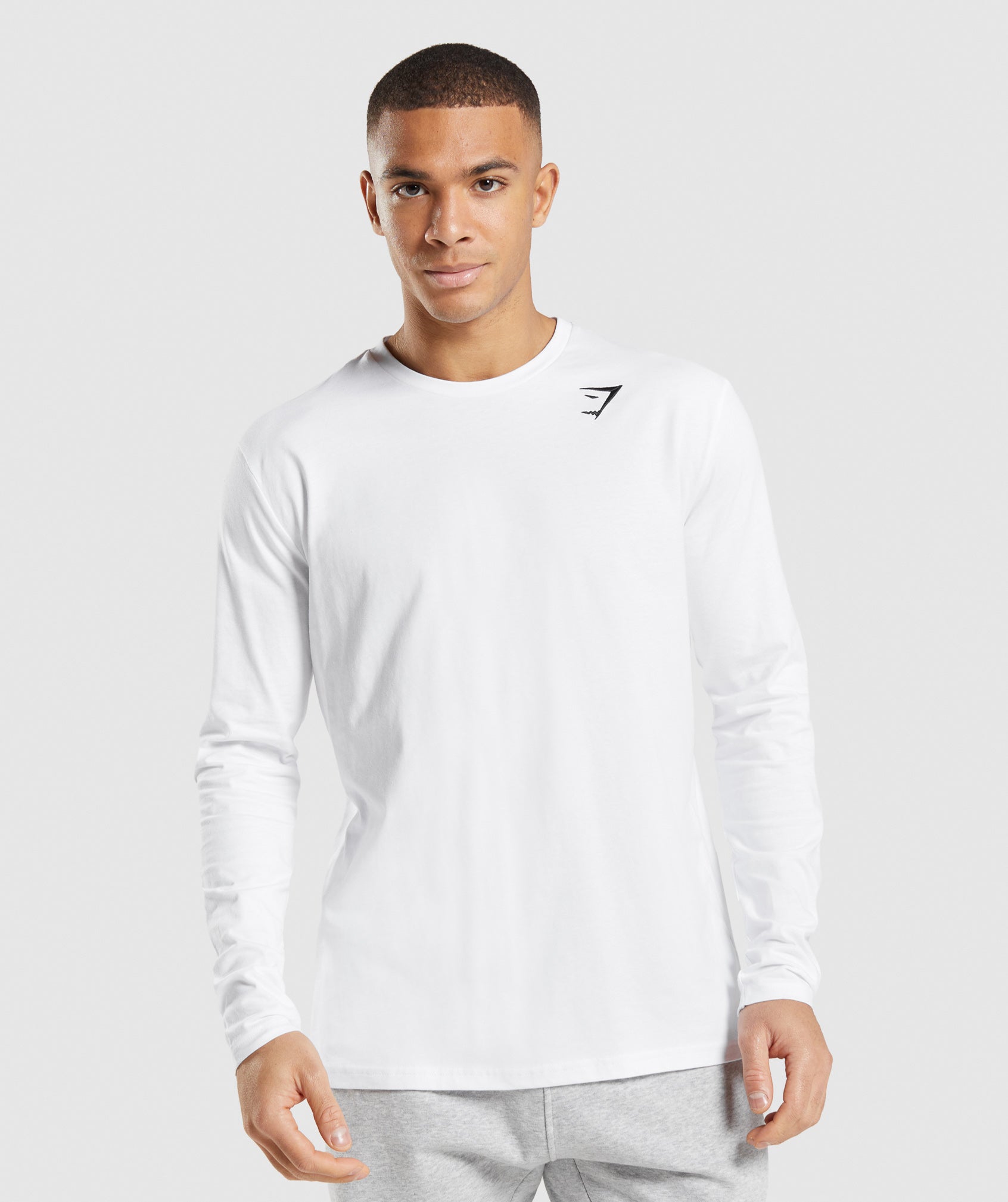 Camiseta Gymshark Crest Long Sleeve Hombre Blancas | 1287653-IR