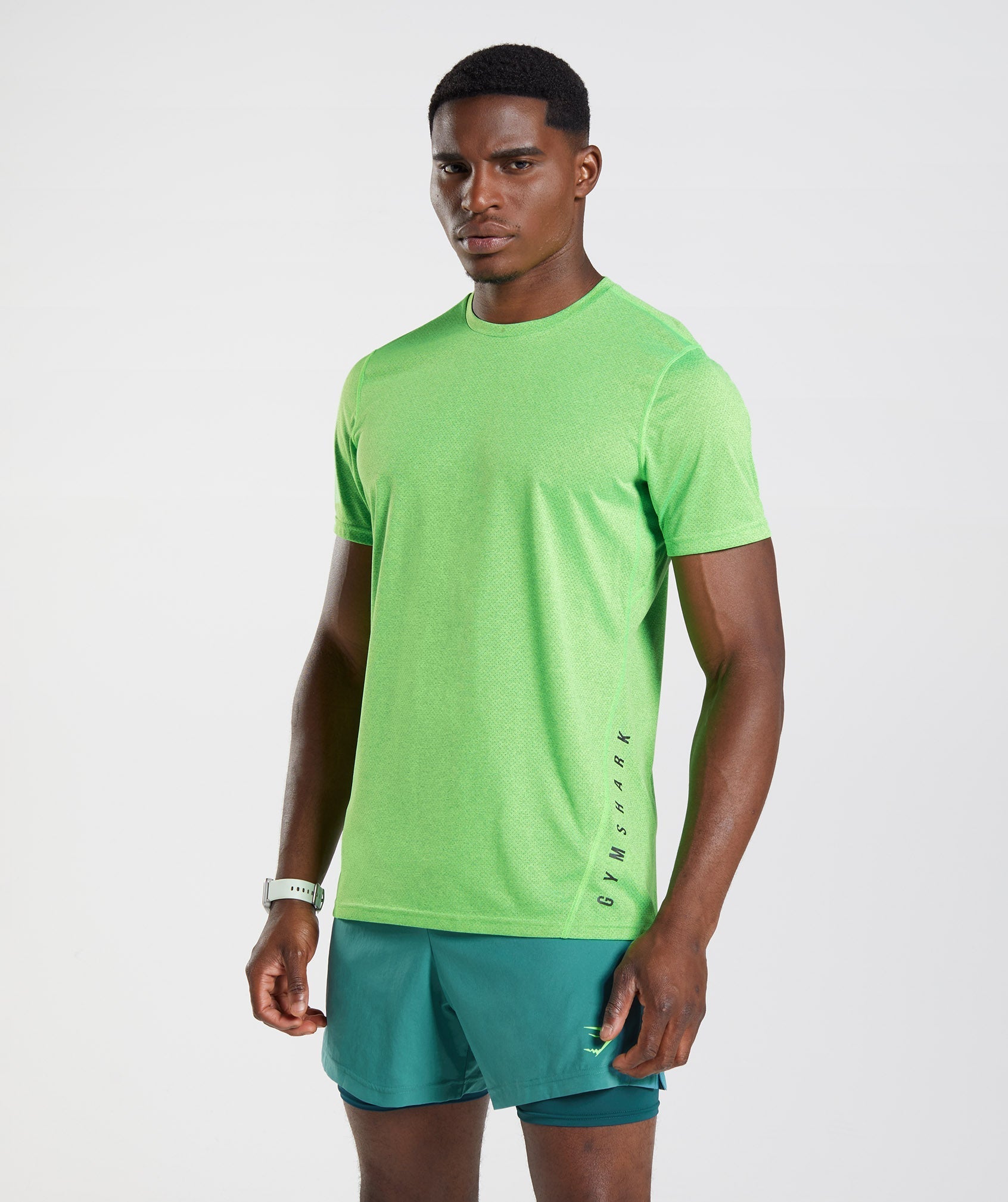 Camiseta Gymshark Deporte Hombre Verde Claro Negras | 4089735-WS