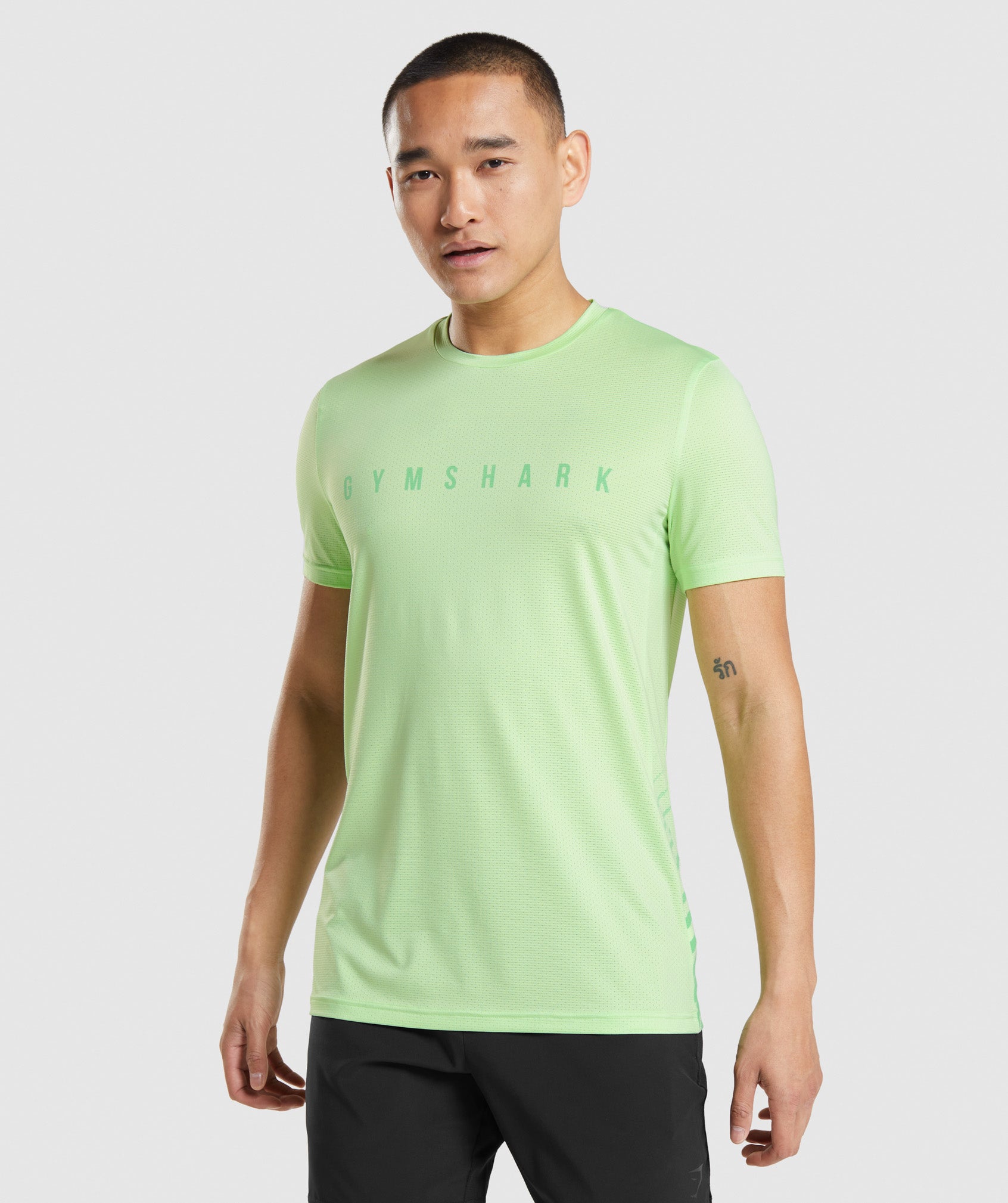 Camiseta Gymshark Deporte Stripe Hombre Verde | 8237619-MD