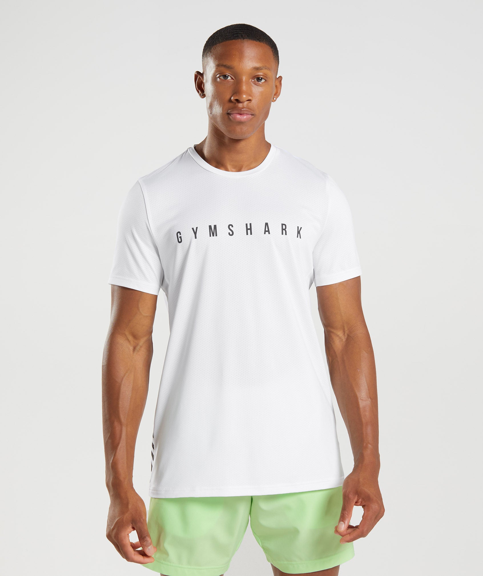 Camiseta Gymshark Deporte Stripe Hombre Blancas | 8620591-AC