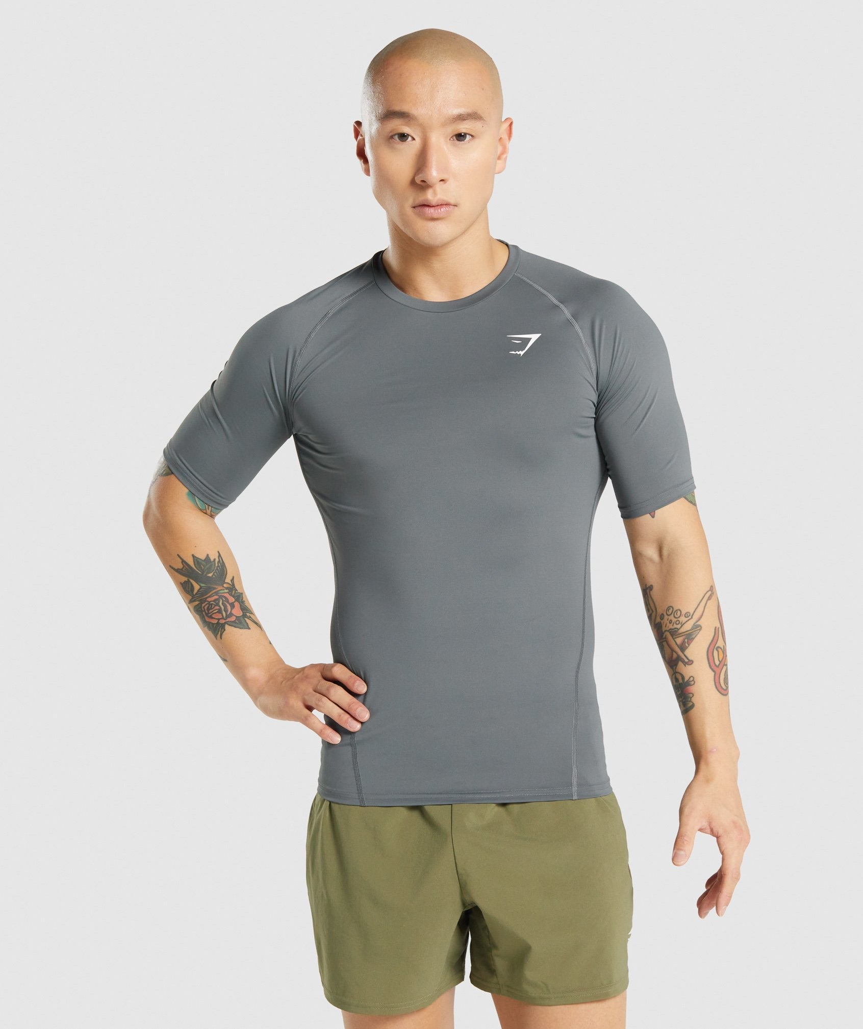 Camiseta Gymshark Element Baselayer Hombre Gris | 1078256-MH