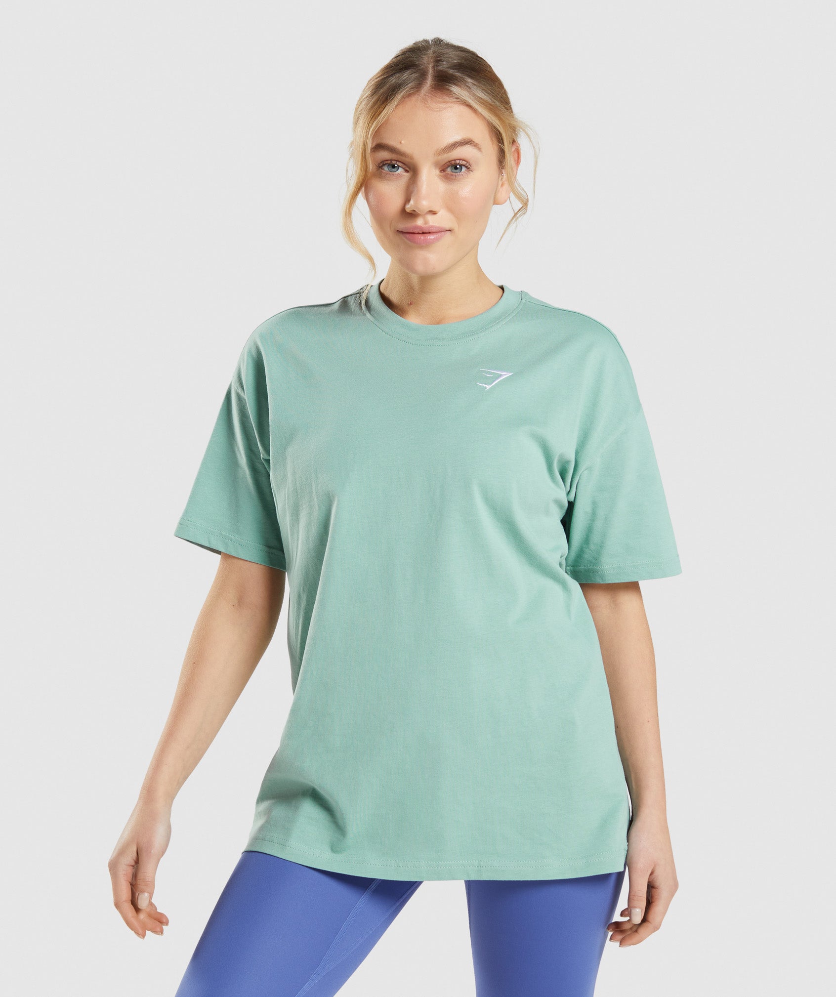 Camiseta Gymshark Entrenamiento Oversized Mujer Azules | 6408259-LM