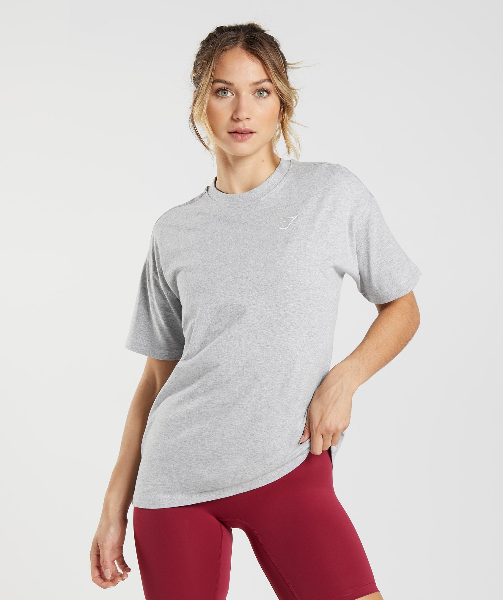 Camiseta Gymshark Entrenamiento Oversized Mujer Gris Claro | 6735241-DK