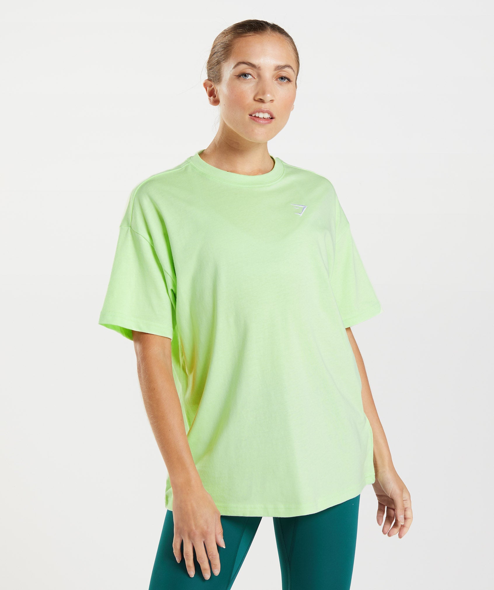 Camiseta Gymshark Entrenamiento Oversized Mujer Verde | 7426501-ZL