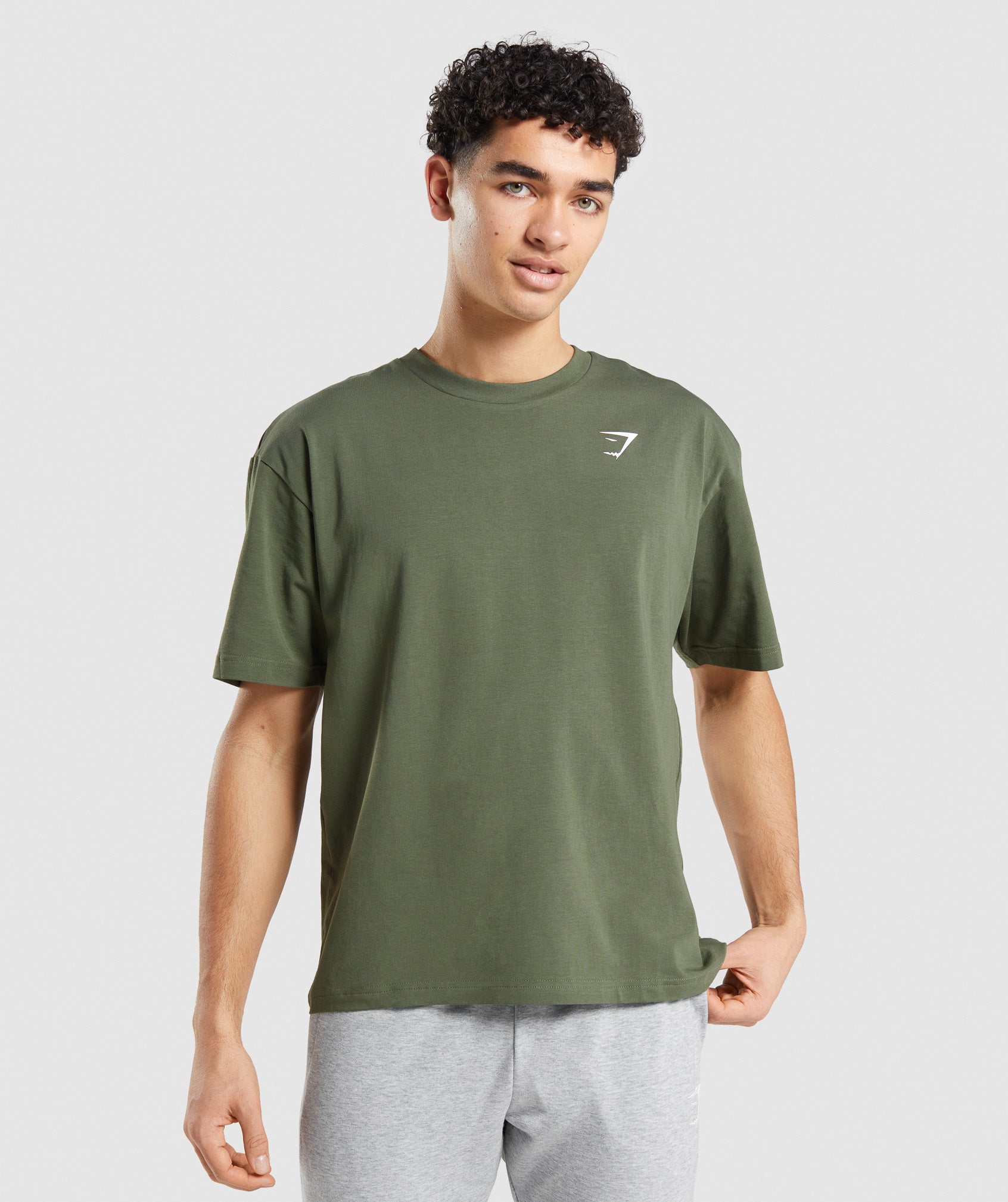 Camiseta Gymshark Essential Oversized Hombre Verde Oliva | 8560417-EZ