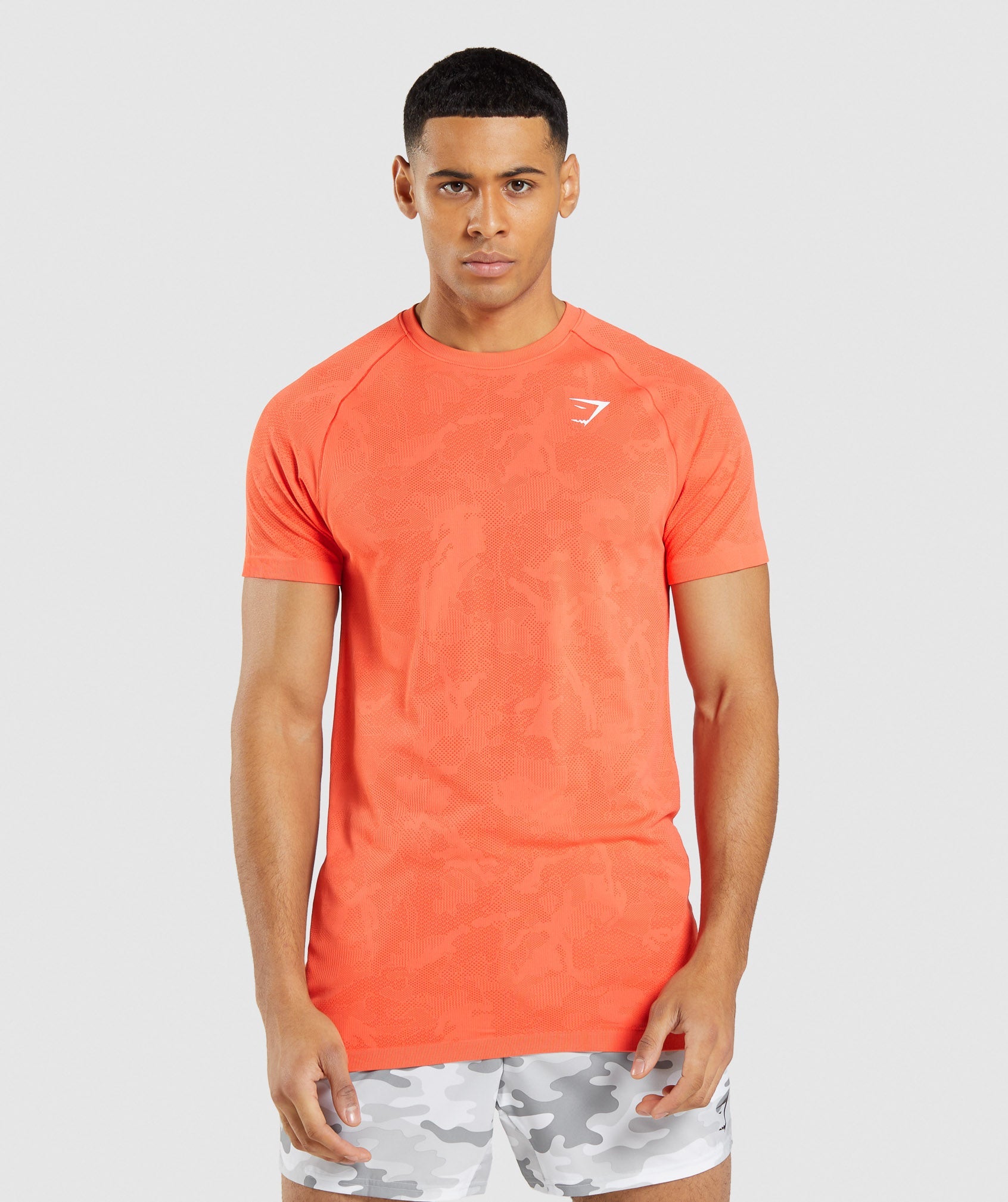 Camiseta Gymshark Geo Seamless Hombre Naranjas | 4561790-DP