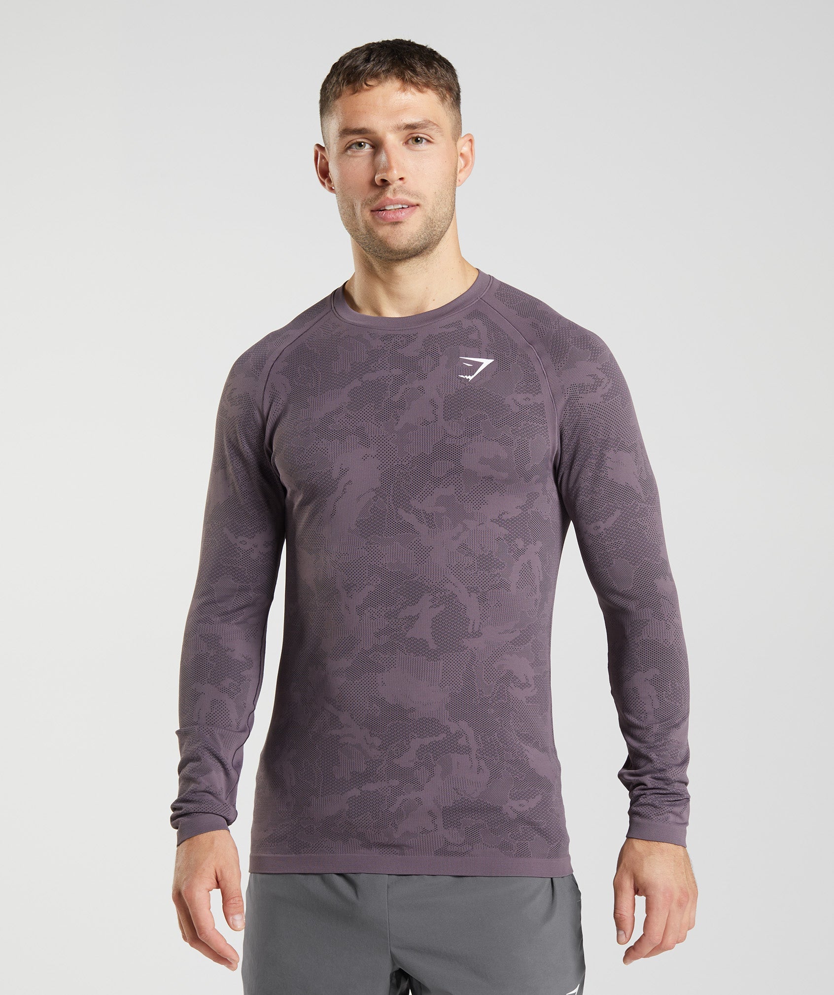 Camiseta Gymshark Geo Seamless Long Sleeve Hombre Moradas Negras | 9076438-RE