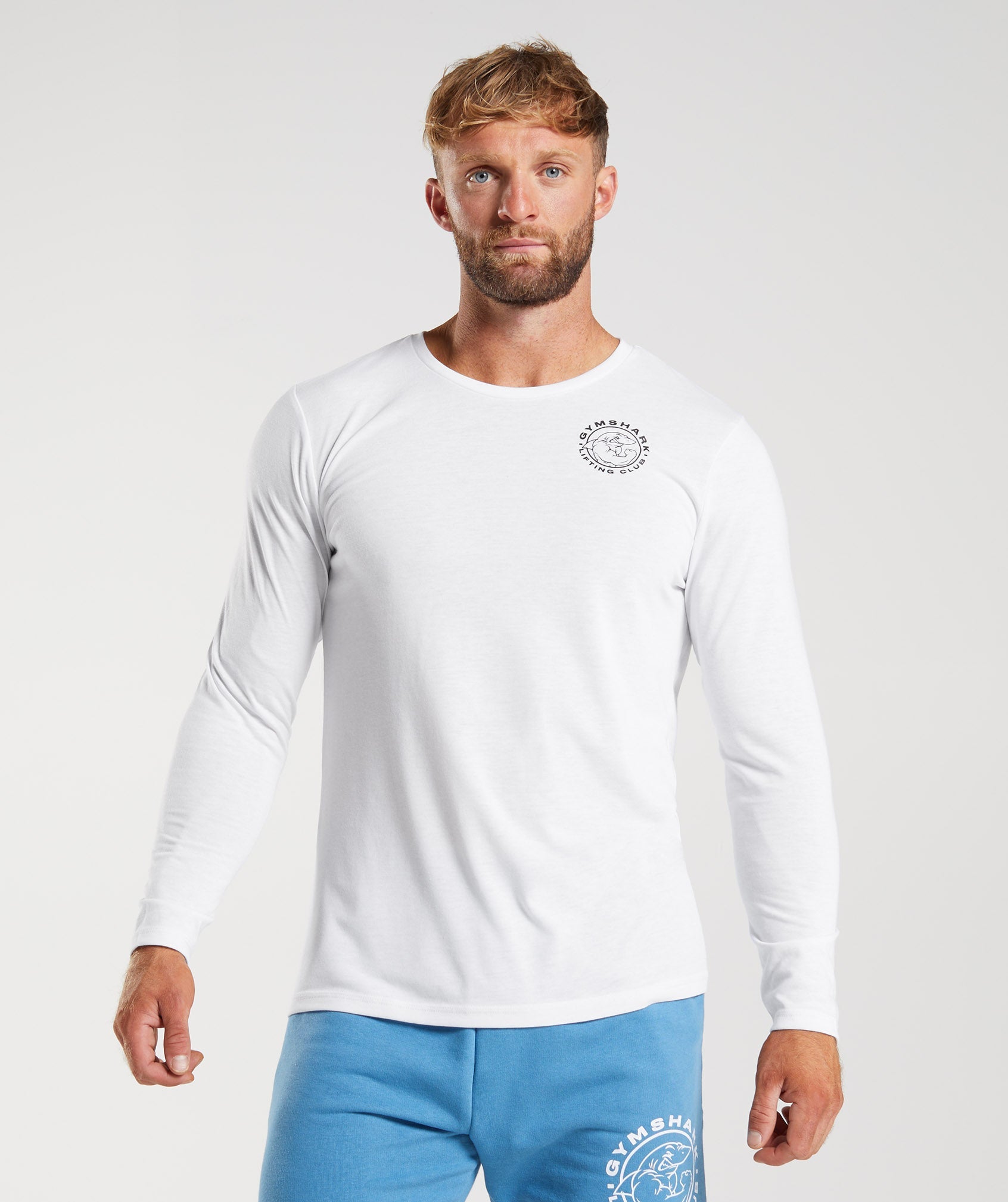 Camiseta Gymshark Legacy Long Sleeve Hombre Blancas | 7185249-QM