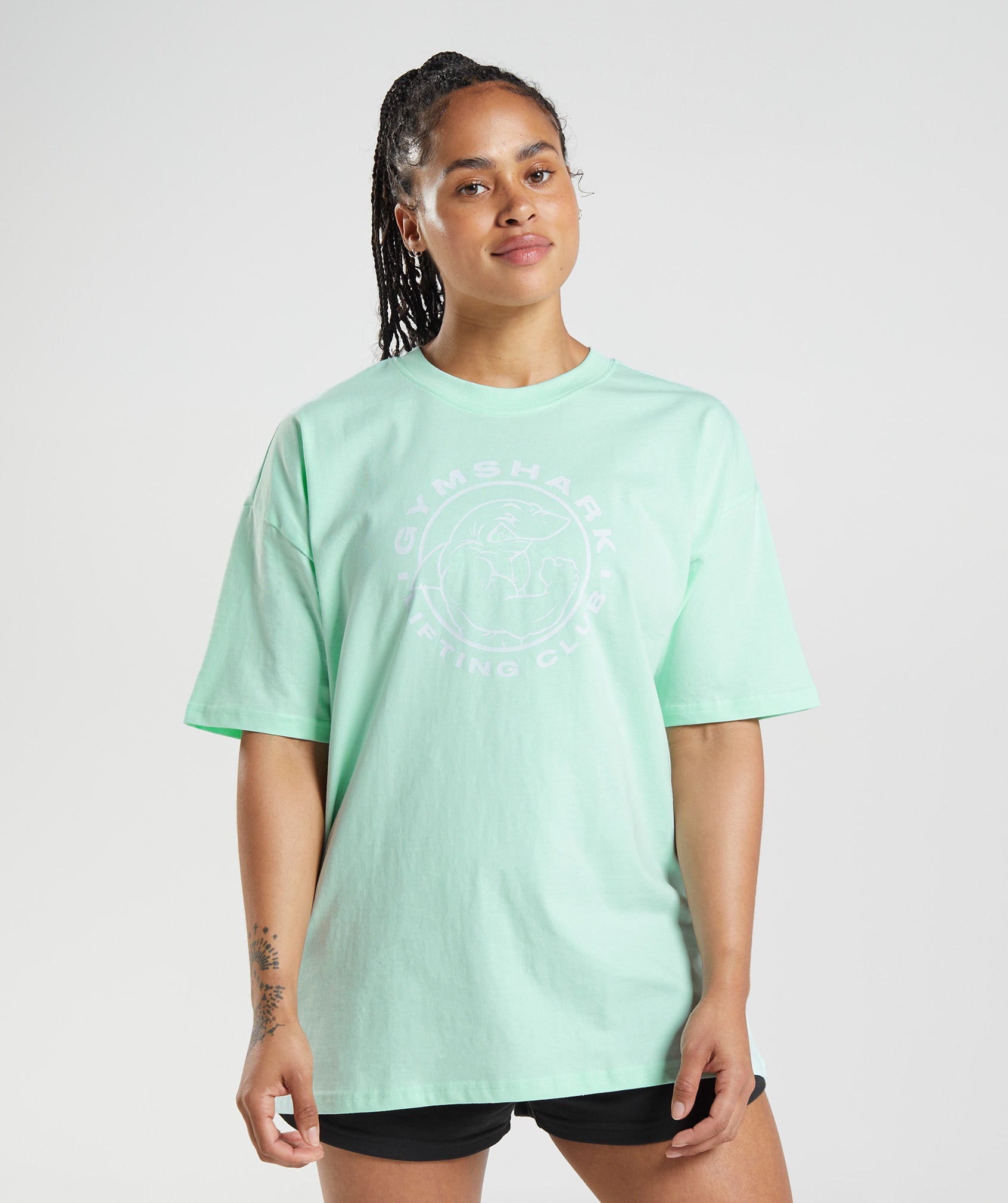 Camiseta Gymshark Legacy Oversized Mujer Azules | 6304579-TH