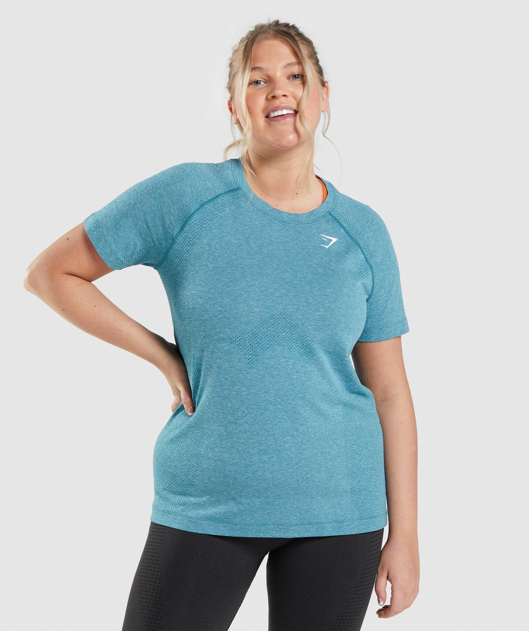 Camiseta Gymshark Vital Seamless 2.0 Light Mujer Turquesa | 7102634-NI