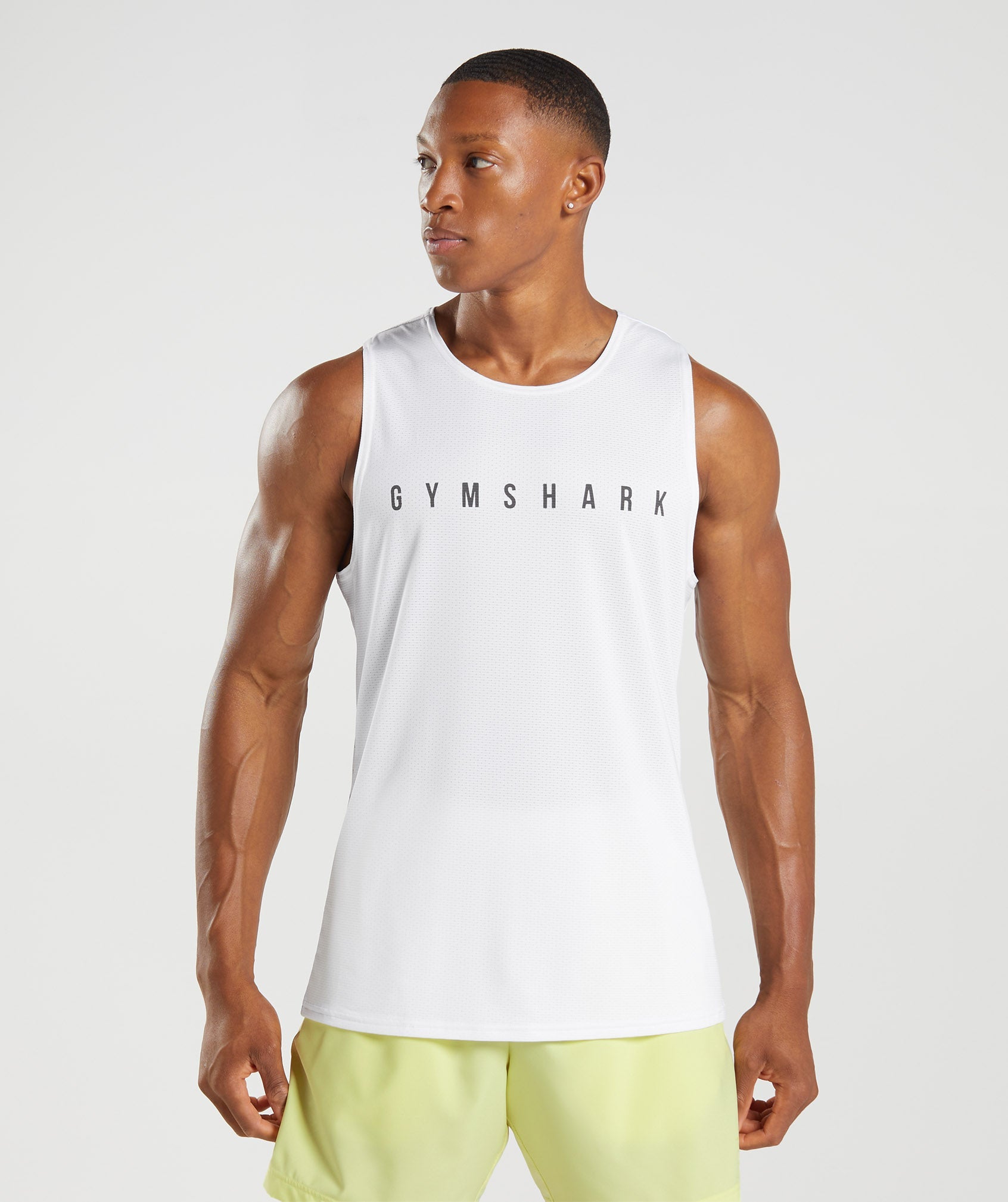 Camiseta Tirantes Gymshark Deporte Stripe Hombre Blancas | 4568710-NJ