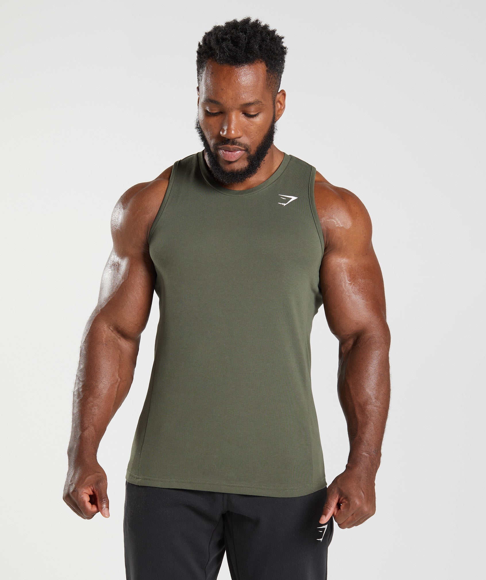 Camiseta Tirantes Gymshark React Hombre Verde Oliva | 1293670-MU