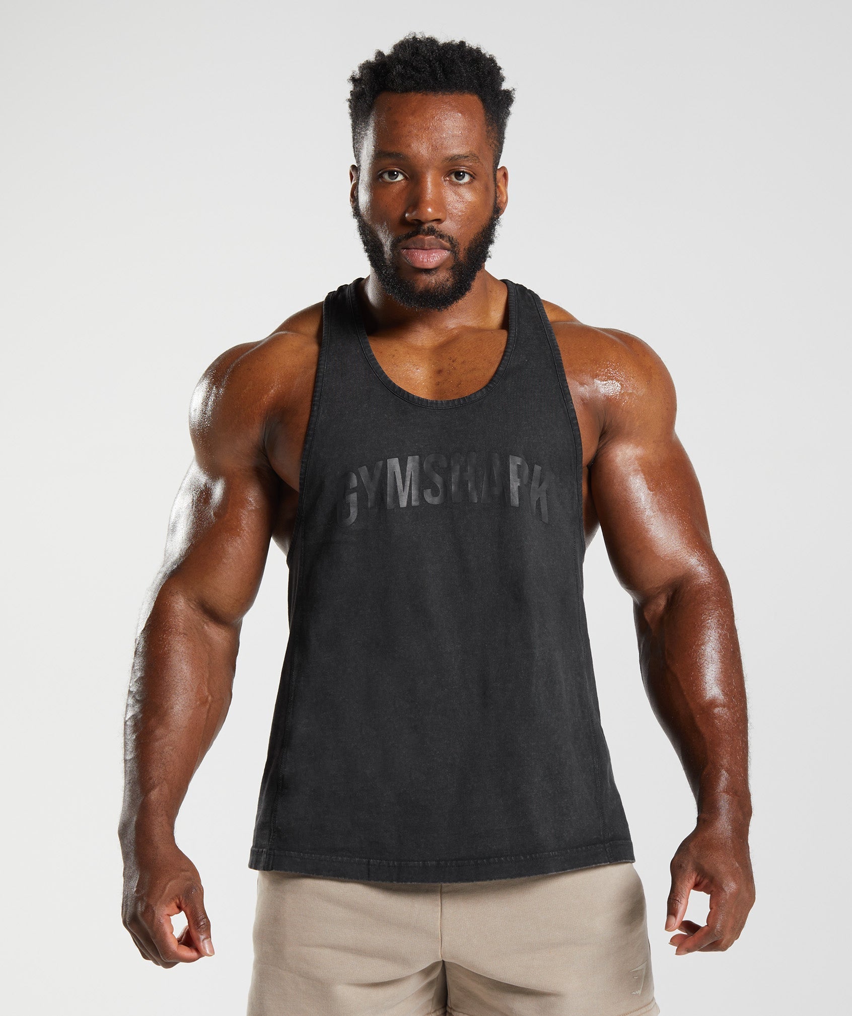 Chalecos Gymshark Power Washed Stringer Hombre Negras | 3769810-NY