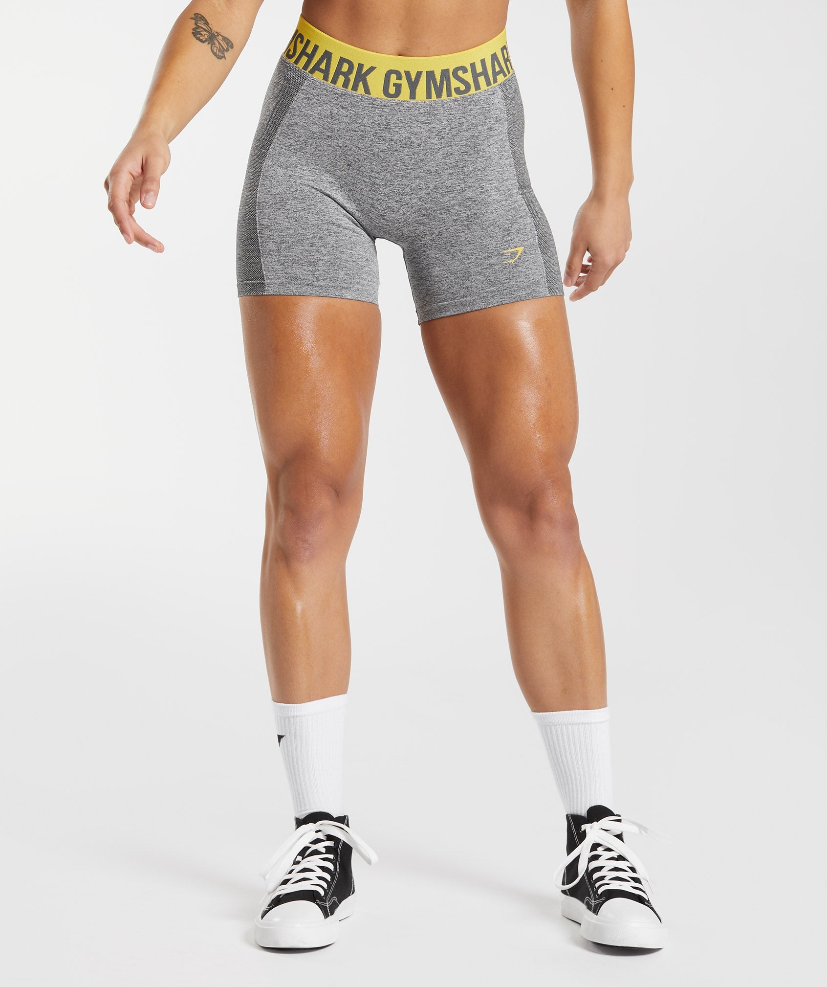 Pantalones Cortos Gymshark Flex Mujer Gris Amarillo | 2019468-VX