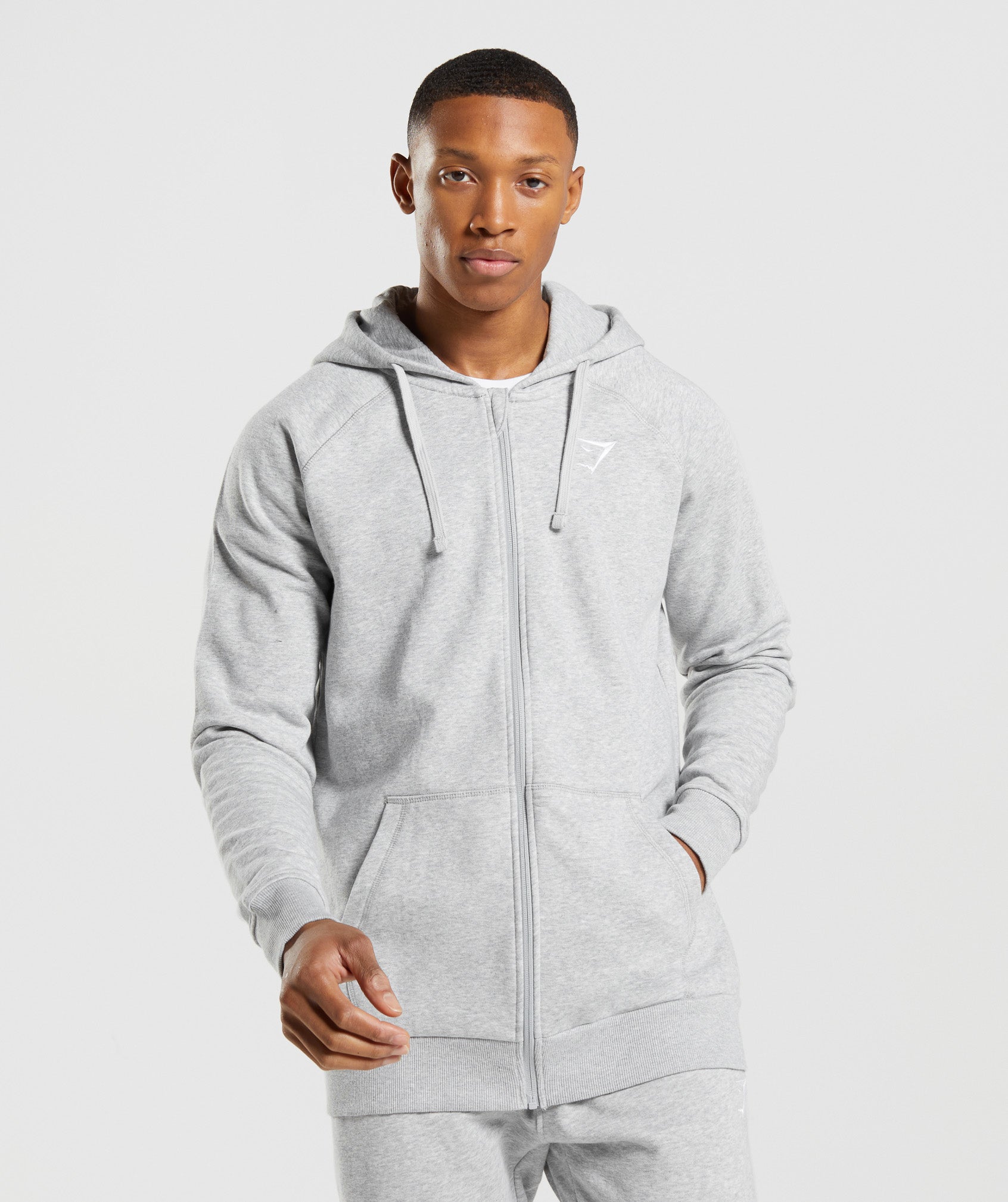 Sudadera Con Capucha Gymshark Crest Zip Up Hombre Gris Claro | 4628901-HR