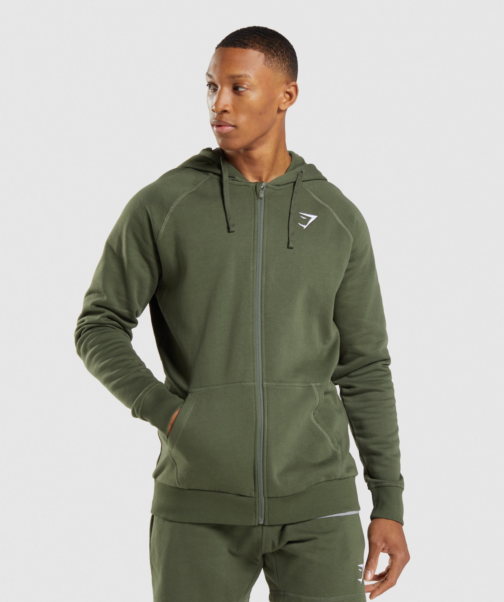 Sudadera Con Capucha Gymshark Crest Zip Up Hombre Verde Oliva | 7308924-TY