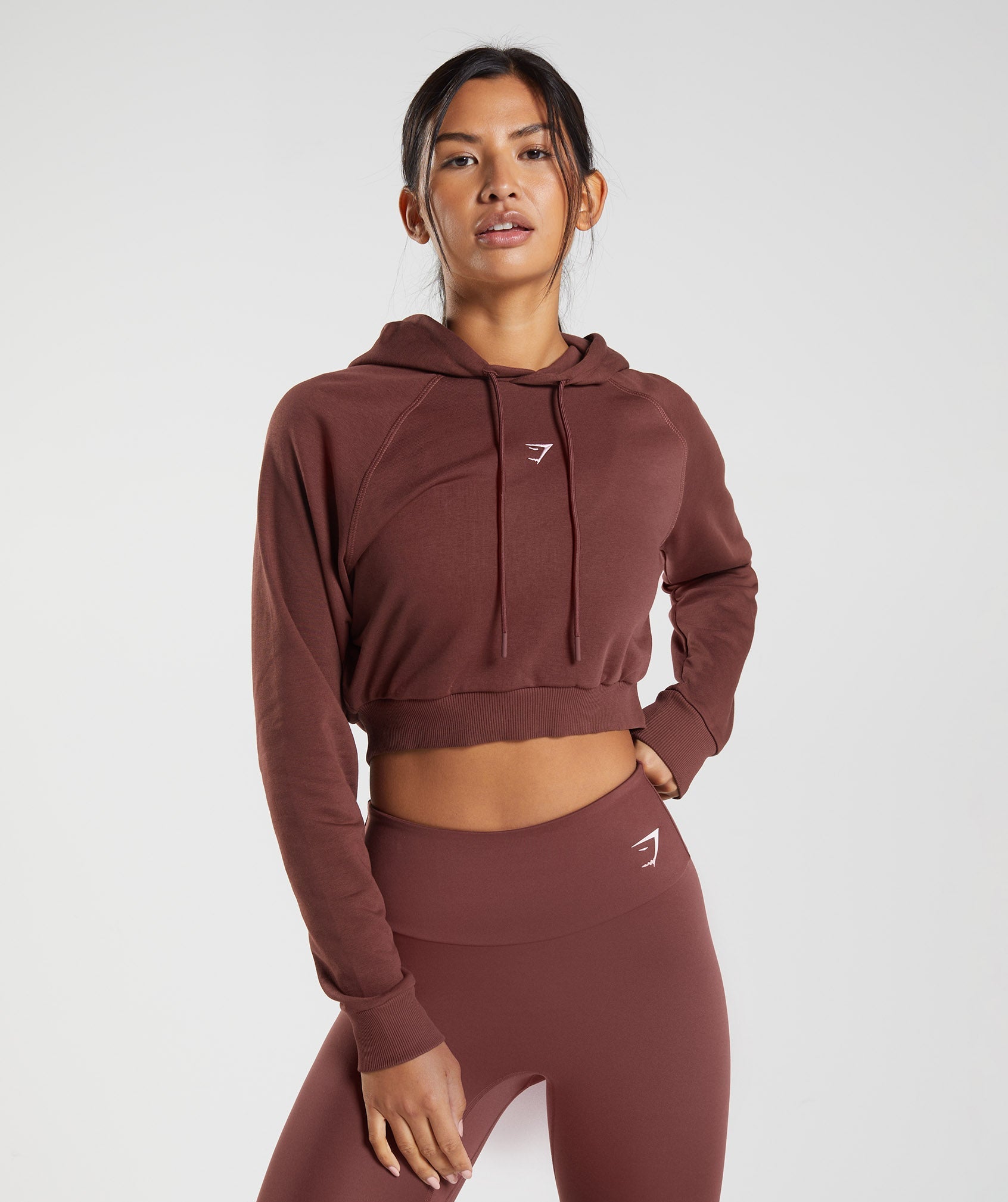 Sudadera Con Capucha Gymshark Entrenamiento Cropped Mujer Rosas Marrones | 0567489-CG