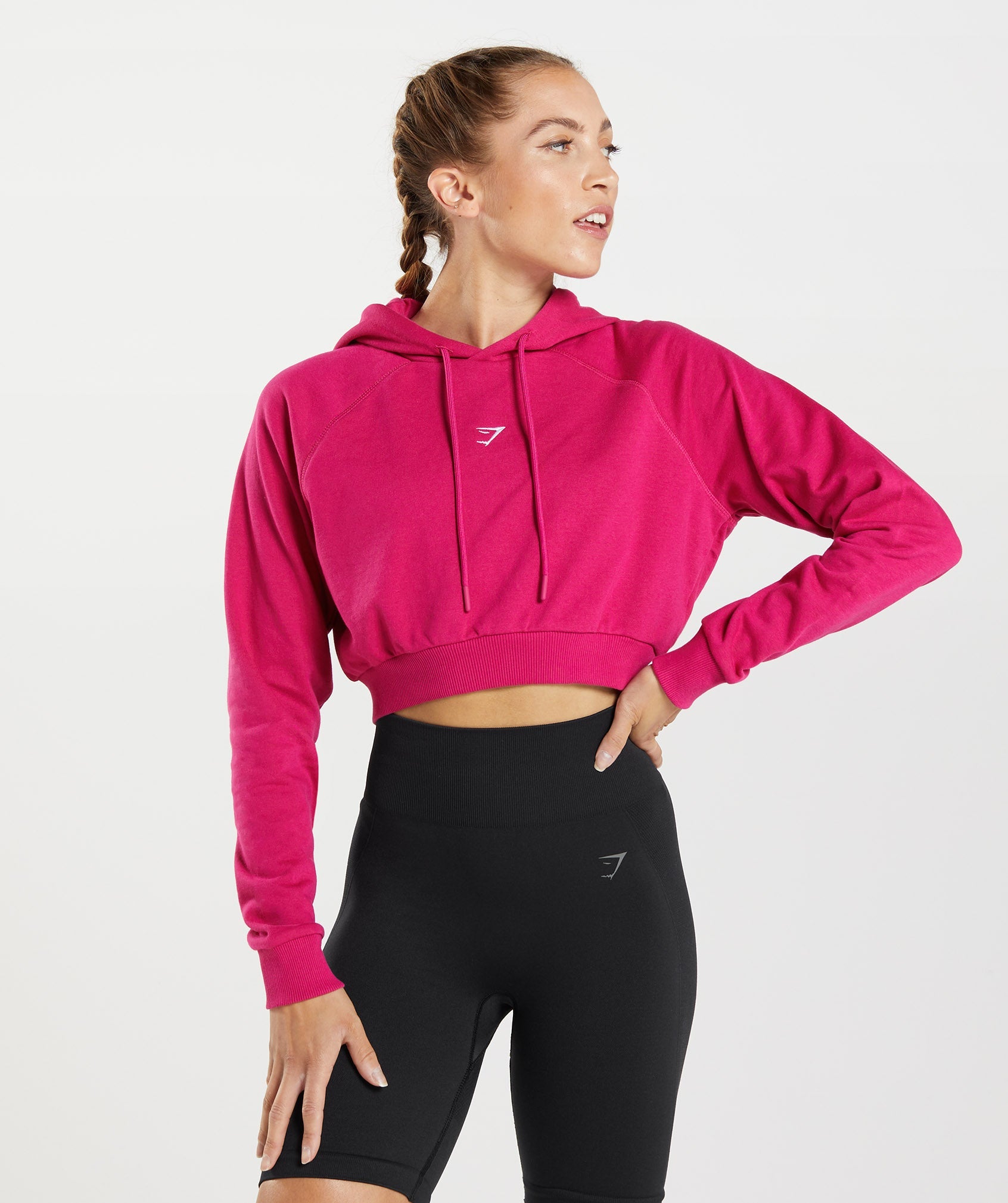 Sudadera Con Capucha Gymshark Entrenamiento Cropped Mujer Rosas | 6908741-RI