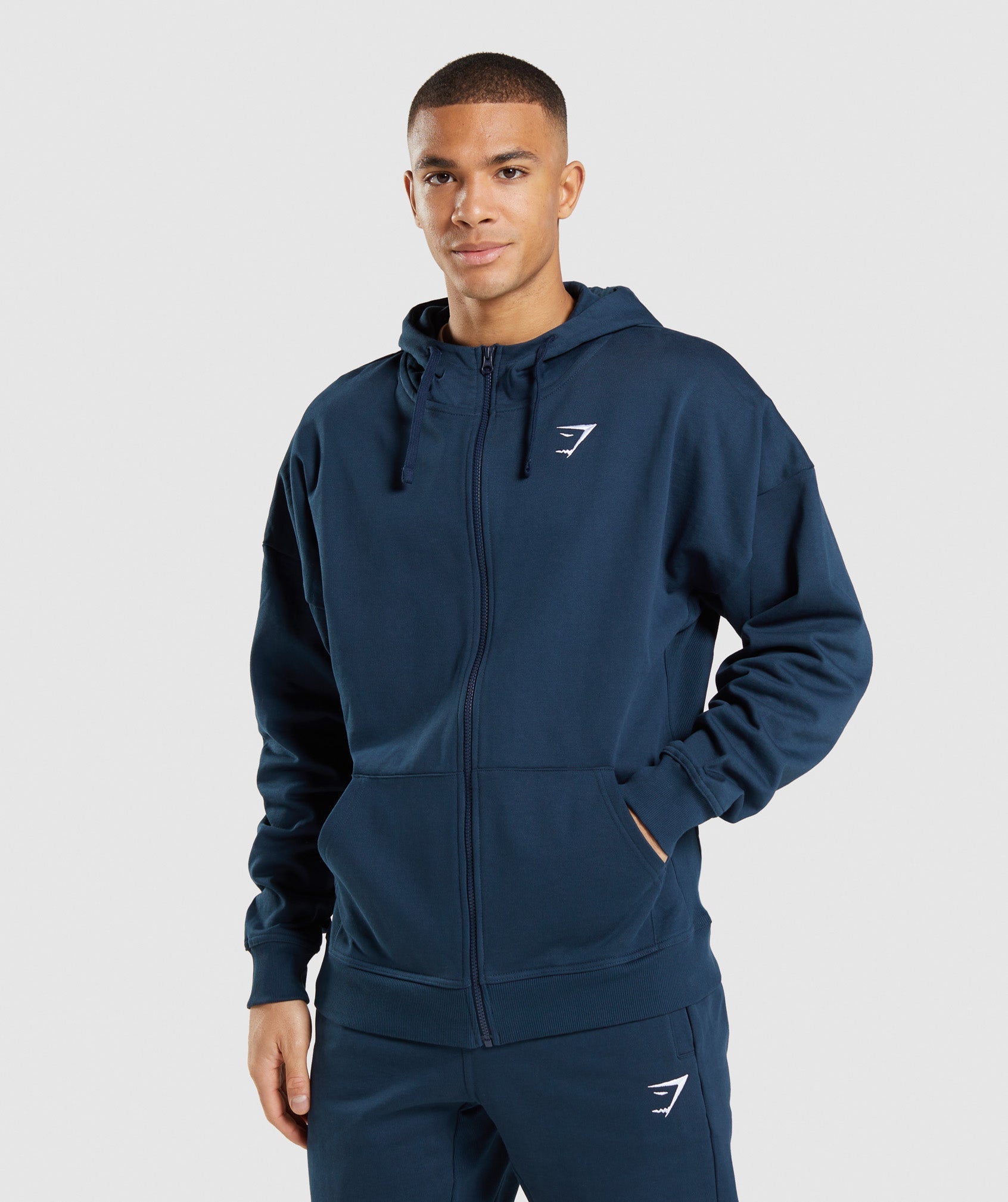 Sudadera Con Capucha Gymshark Essential Zip Up Hombre Azul Marino | 7015649-BI