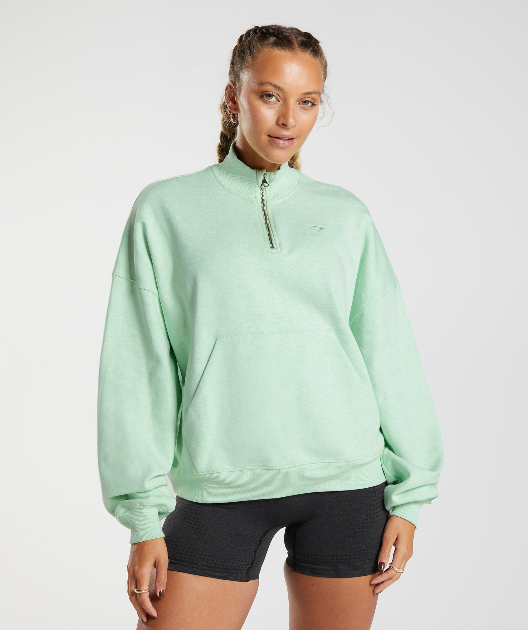 Sudaderas Gymshark Rest Day Sweats 1/2 Zip Pullover Mujer Verde | 7496201-HF