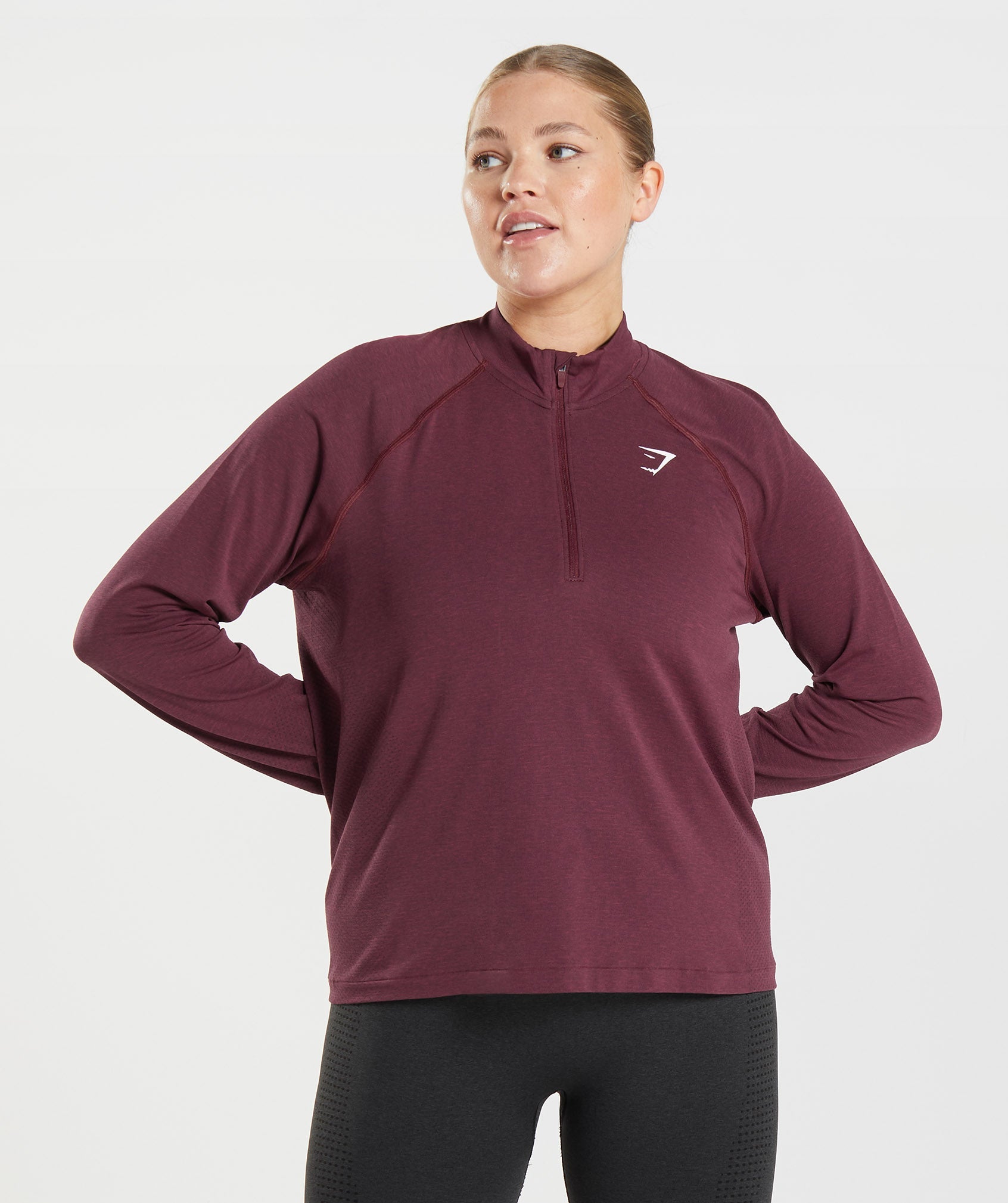 Sudaderas Gymshark Vital Seamless 2.0 1/2 Zip Pullover Mujer Burdeos | 0514639-NW