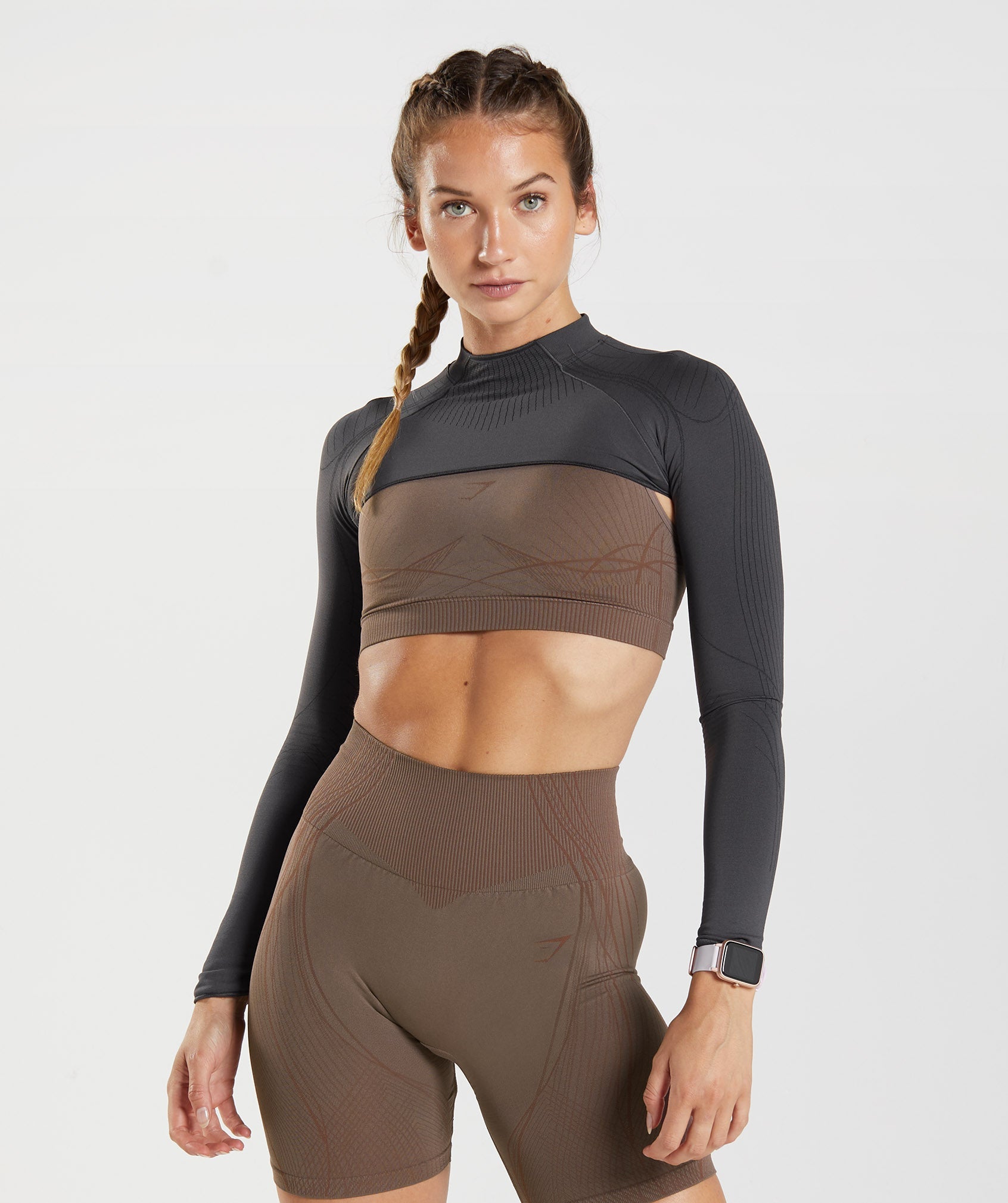 Sujetadores Deportivos Gymshark Apex Seamless Shrug Mujer Gris Negras | 8542037-EM