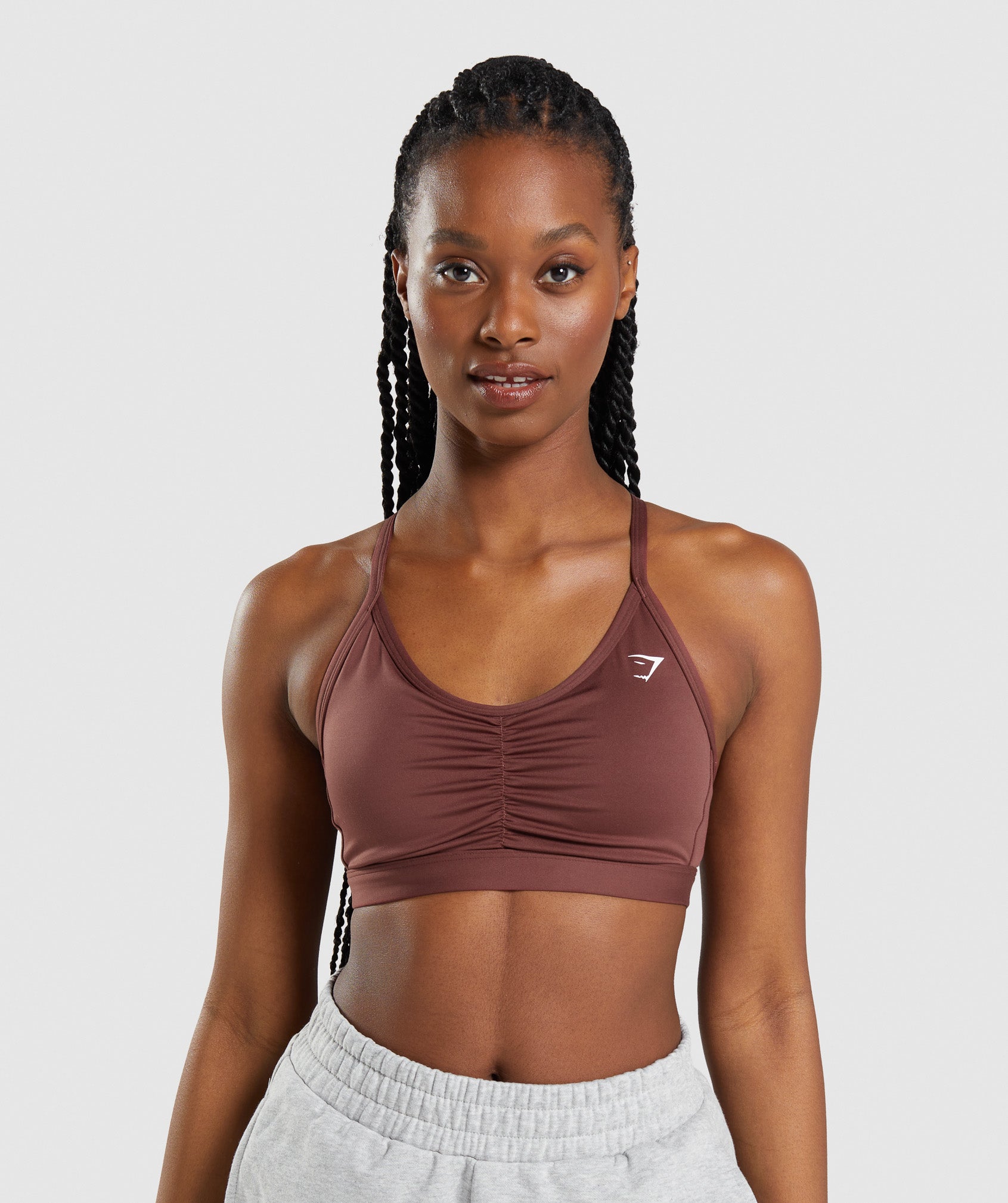 Sujetadores Deportivos Gymshark Ruched Mujer Rosas Marrones | 4091762-JF