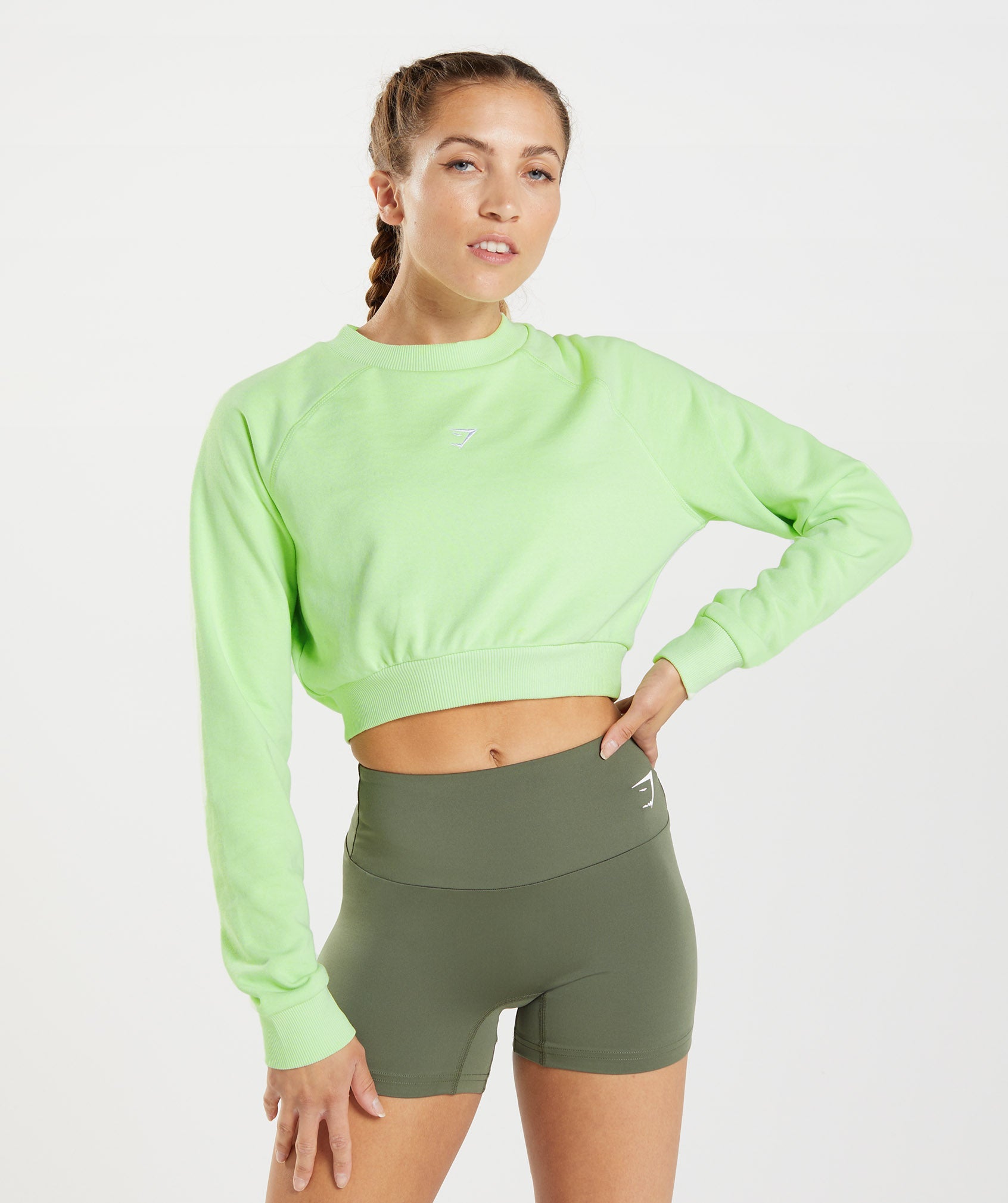 Suéteres Gymshark Entrenamiento Cropped Mujer Verde | 6329170-IL