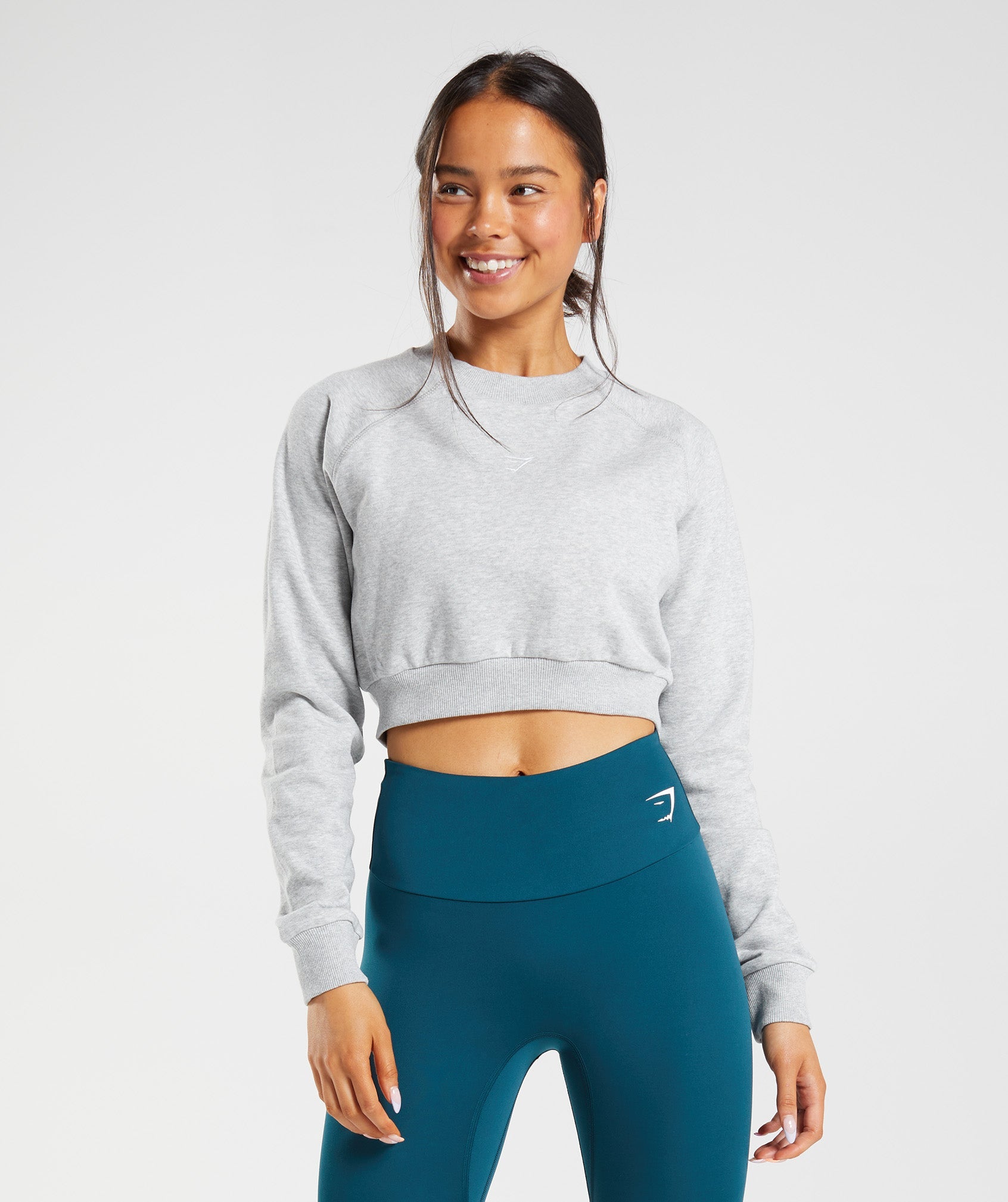 Suéteres Gymshark Entrenamiento Cropped Mujer Gris Claro | 9568342-OJ