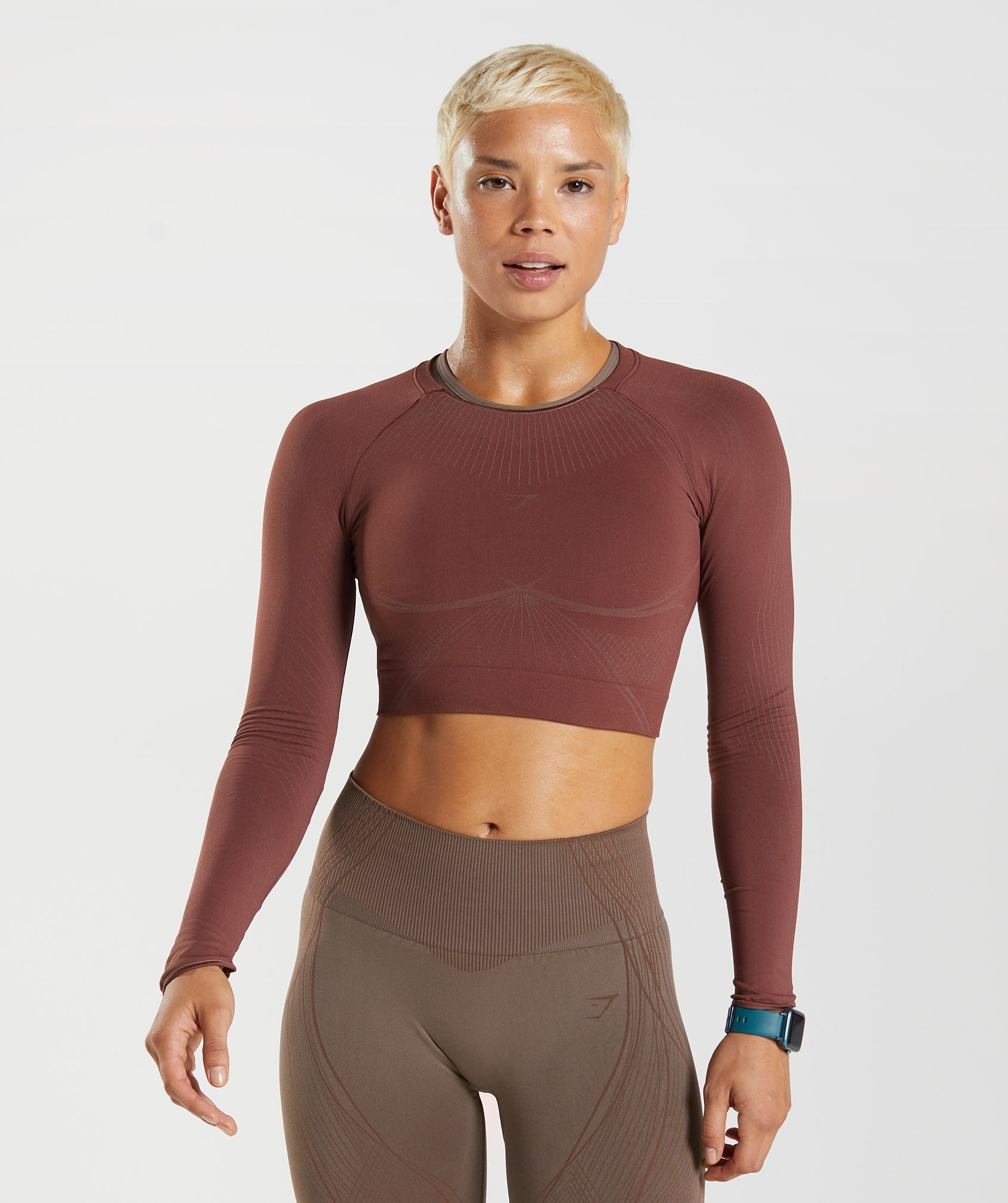 Tops Gymshark Apex Seamless Crop Mujer Marrones | 4501739-XD